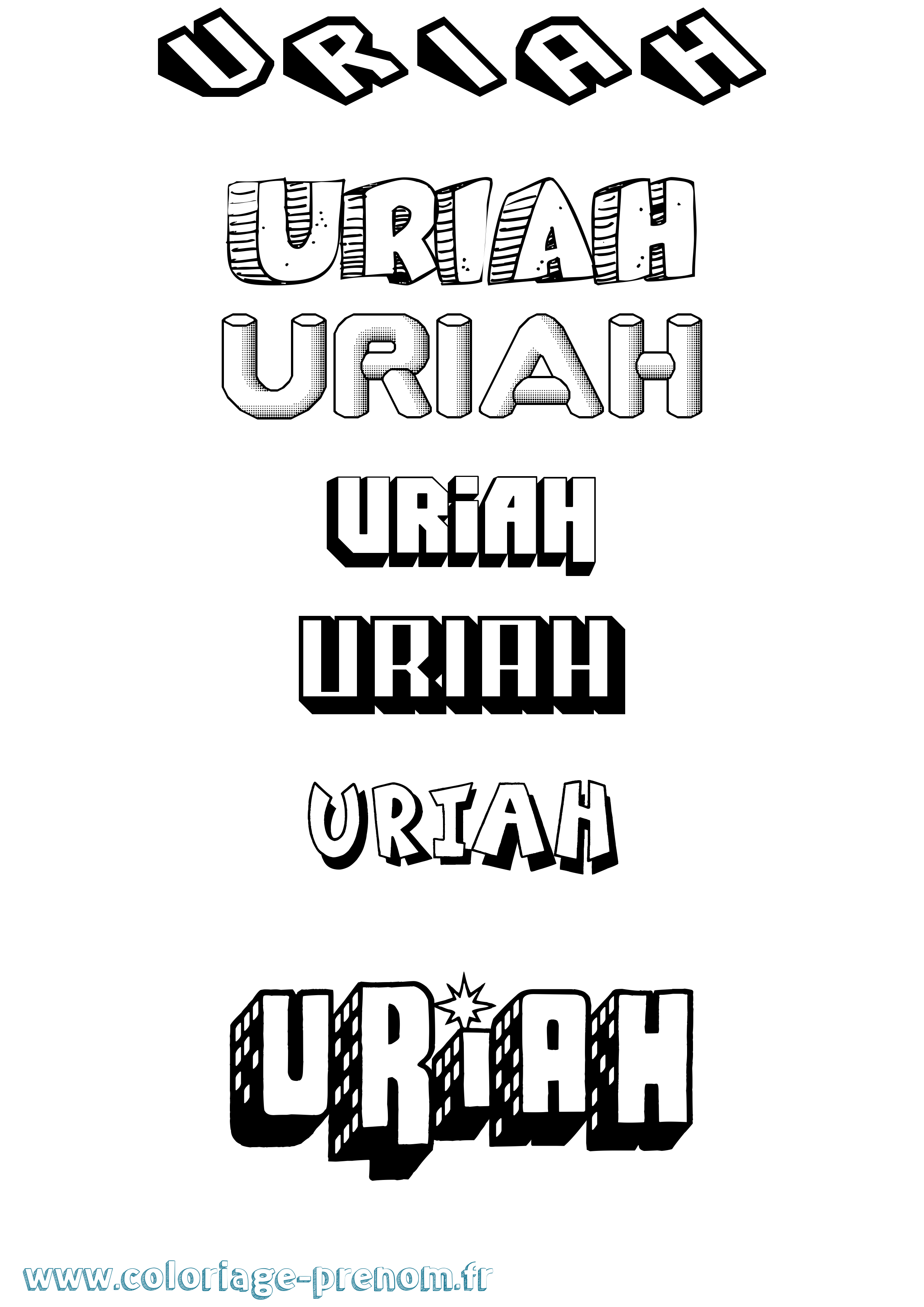Coloriage prénom Uriah Effet 3D