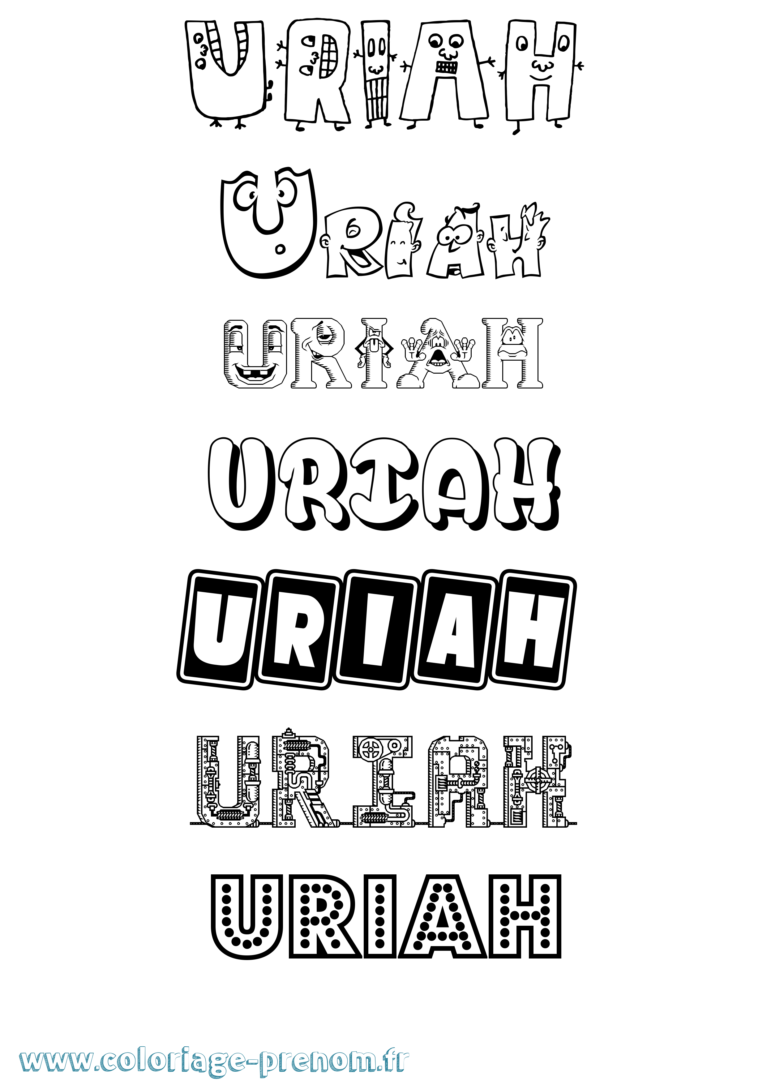 Coloriage prénom Uriah Fun