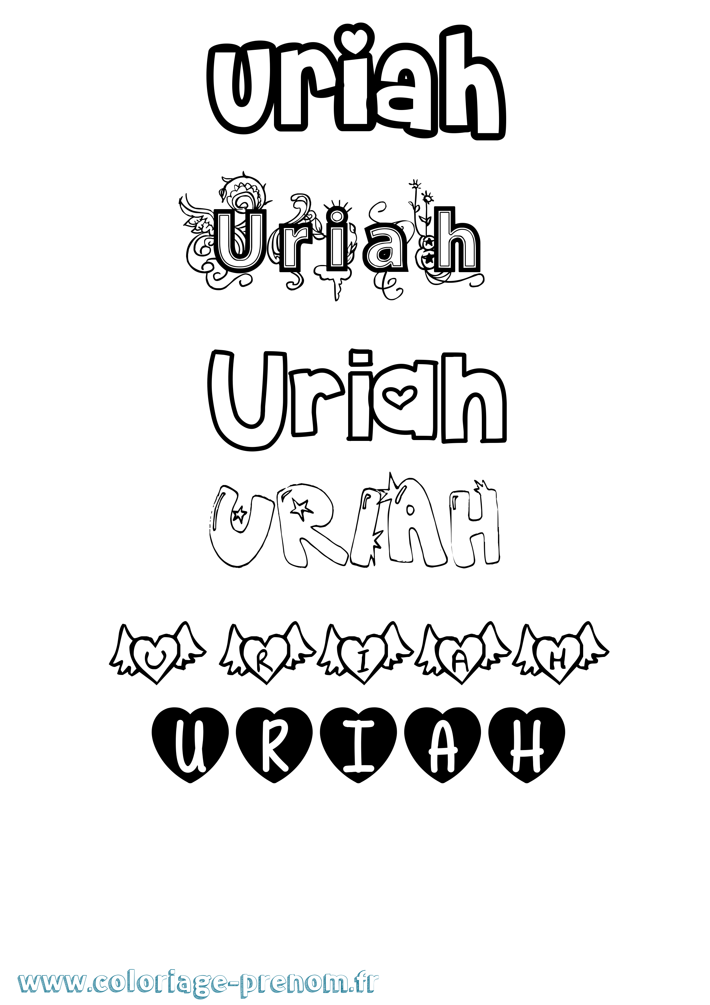 Coloriage prénom Uriah Girly