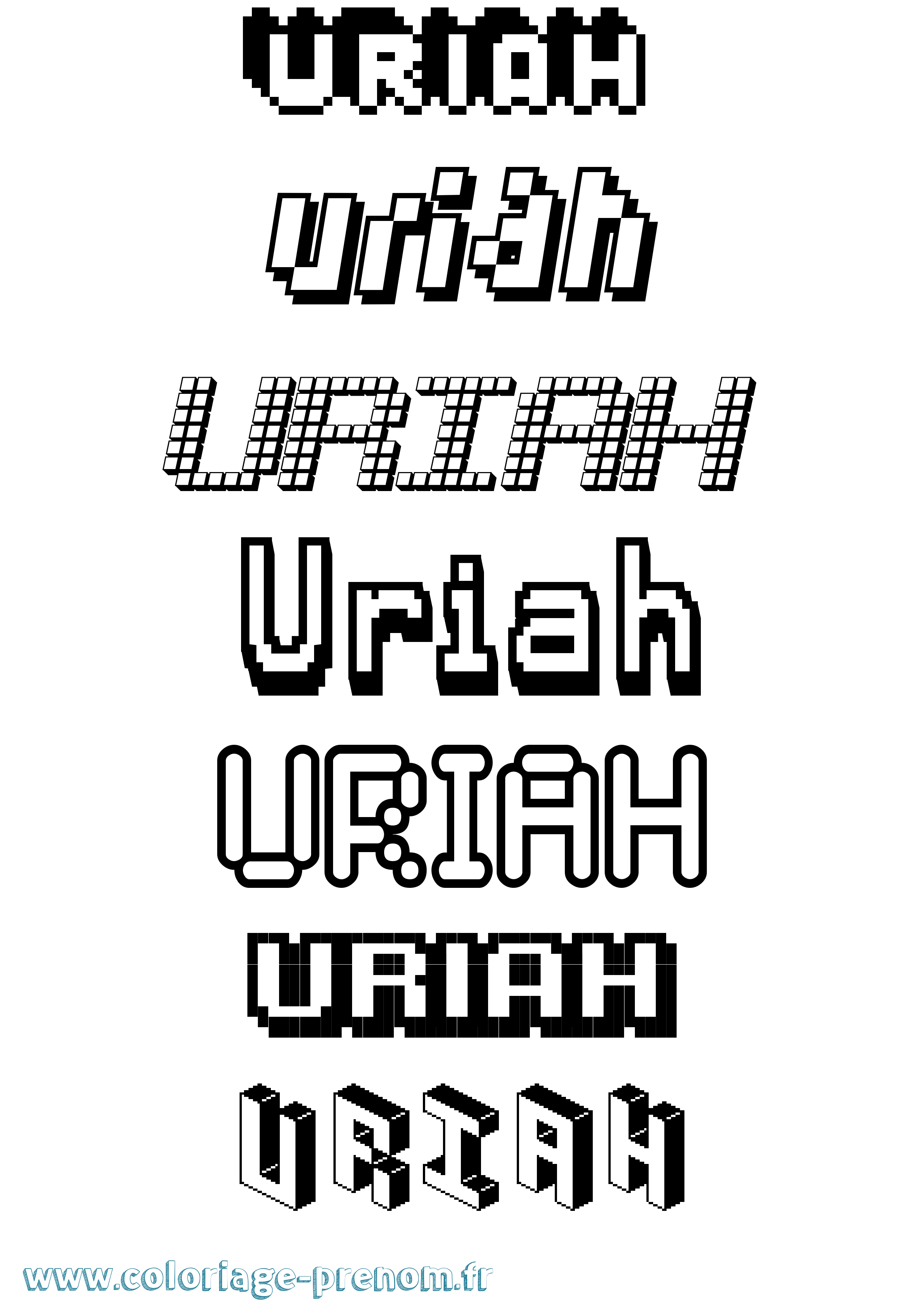 Coloriage prénom Uriah Pixel