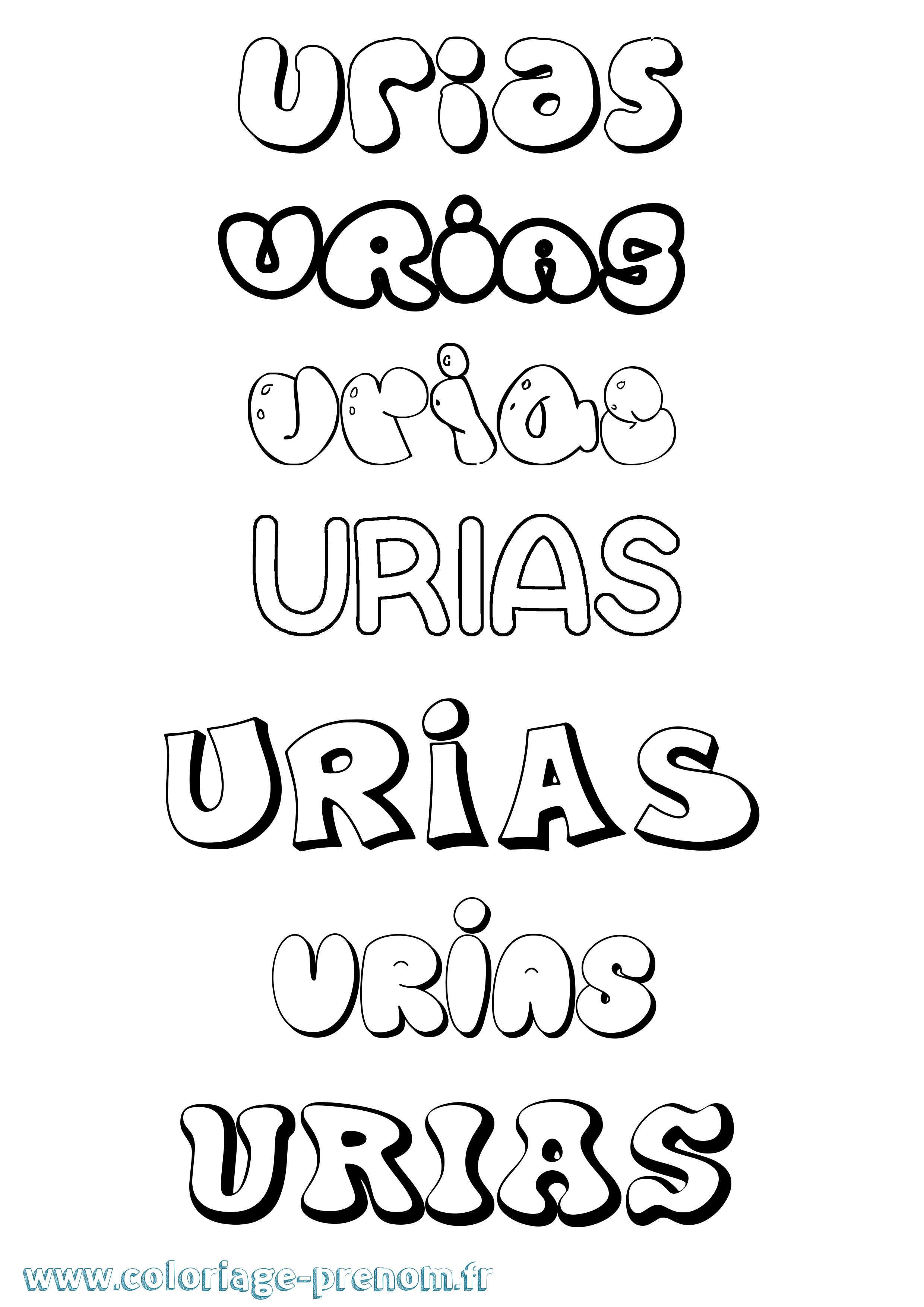 Coloriage Urias Bubble Coloriage prénom Urias Bubble