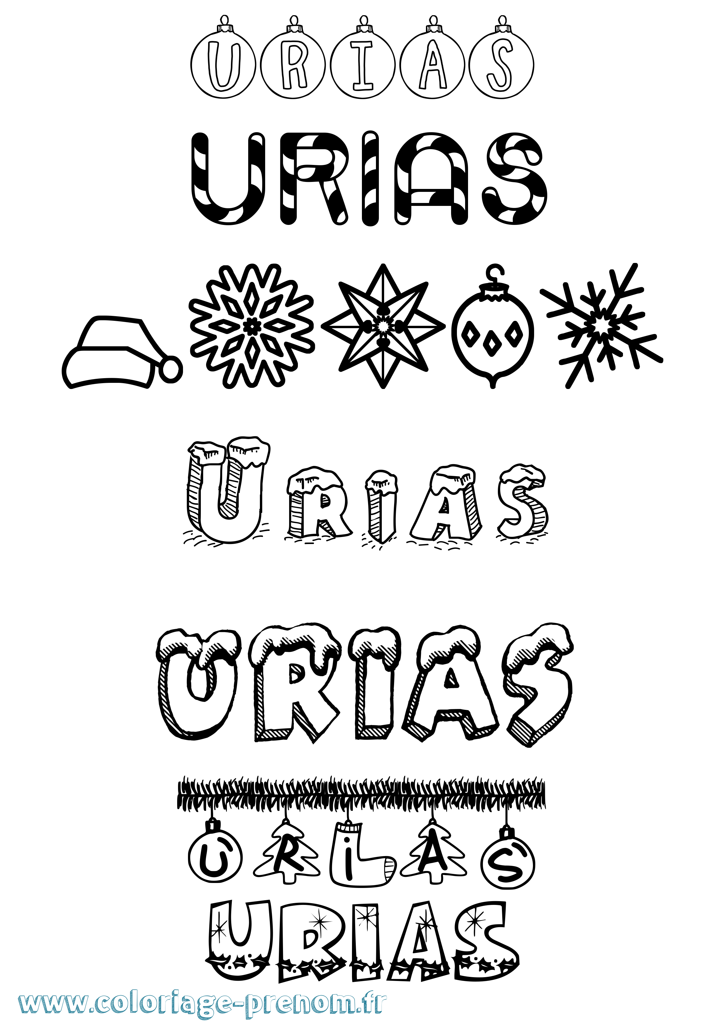 Coloriage Urias Noël Coloriage prénom Urias Noël