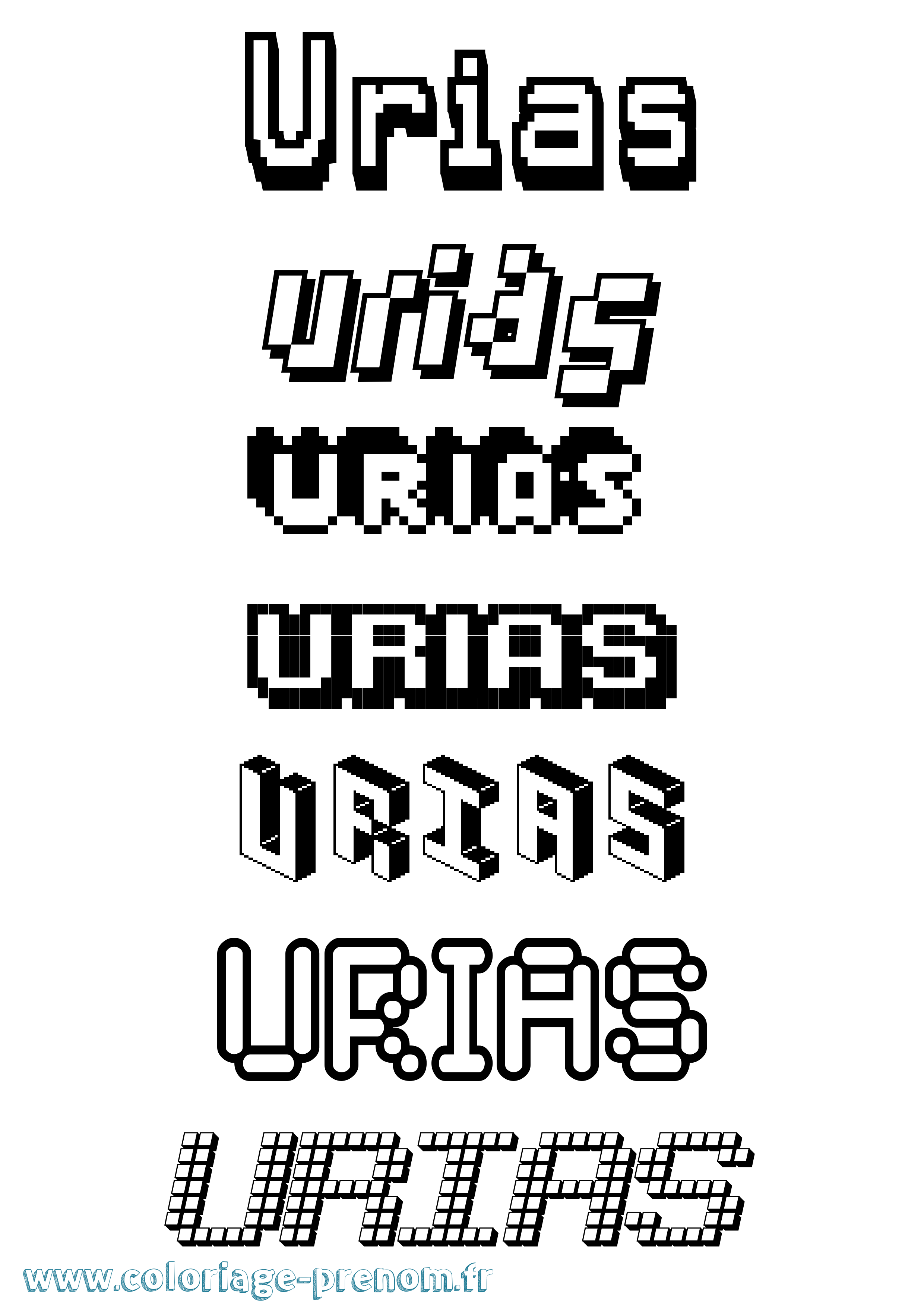 Coloriage Urias Pixel Coloriage prénom Urias Pixel
