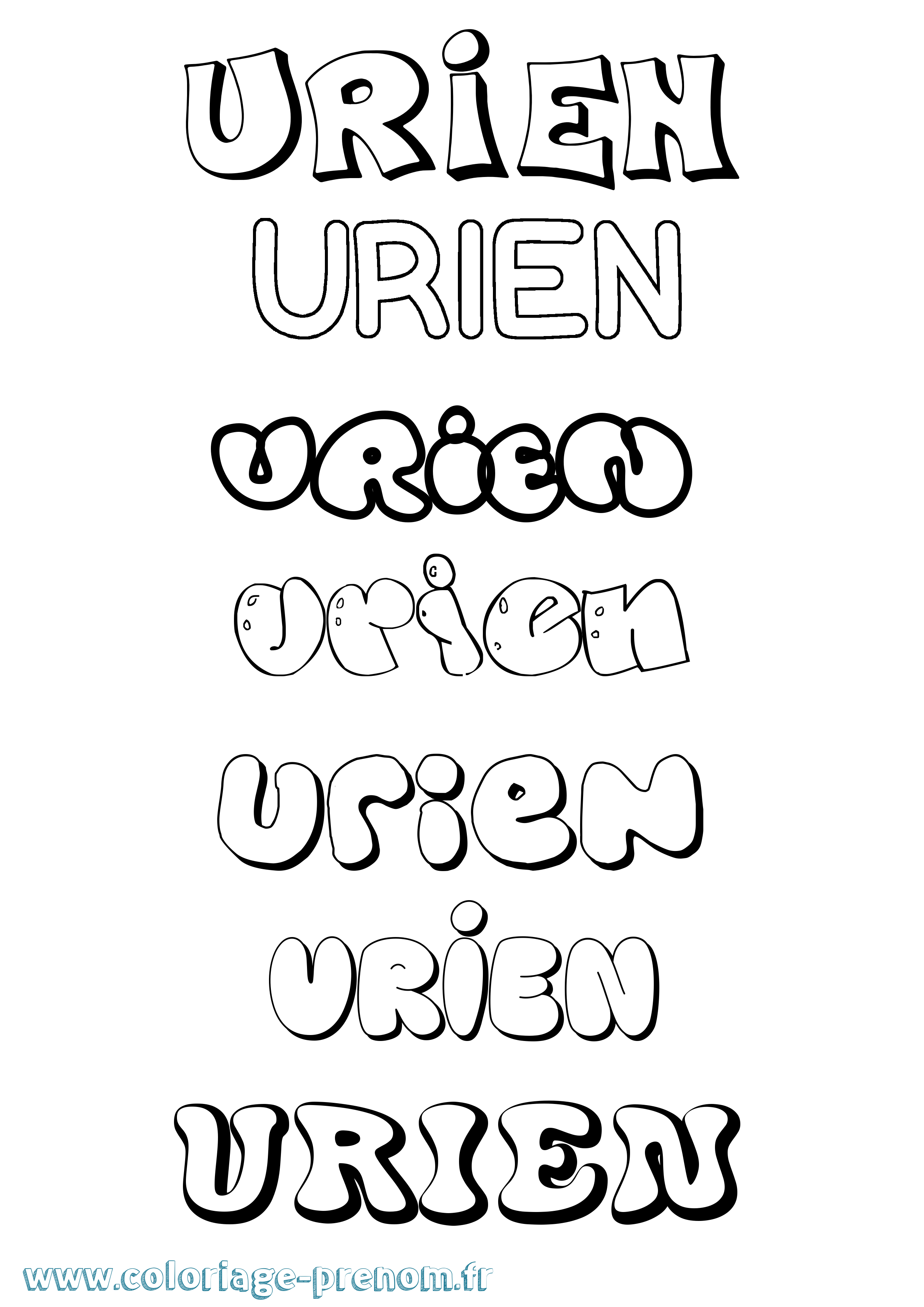 Coloriage prénom Urien Bubble