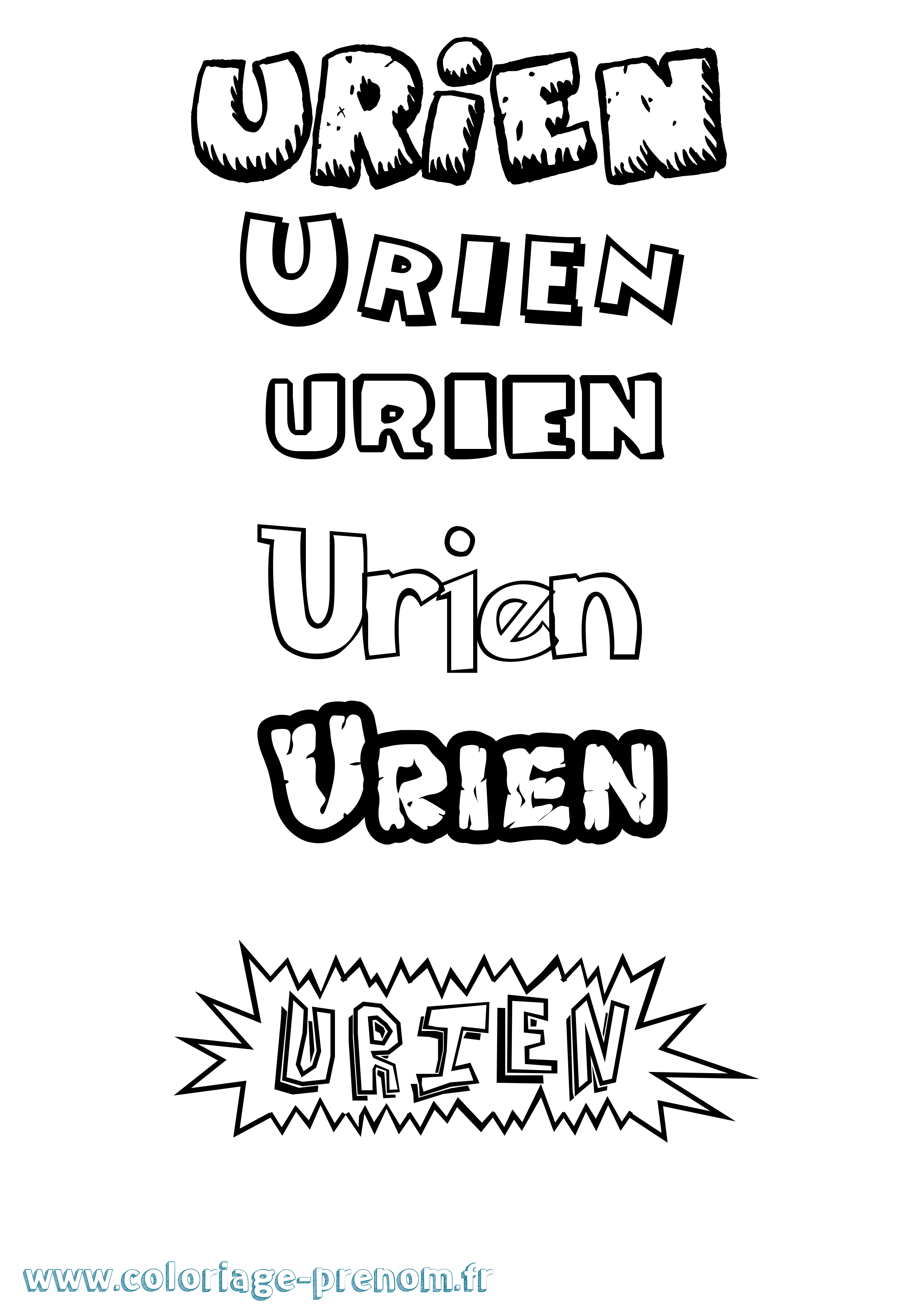 Coloriage Urien Dessin Animé Coloriage prénom Urien Dessin Animé