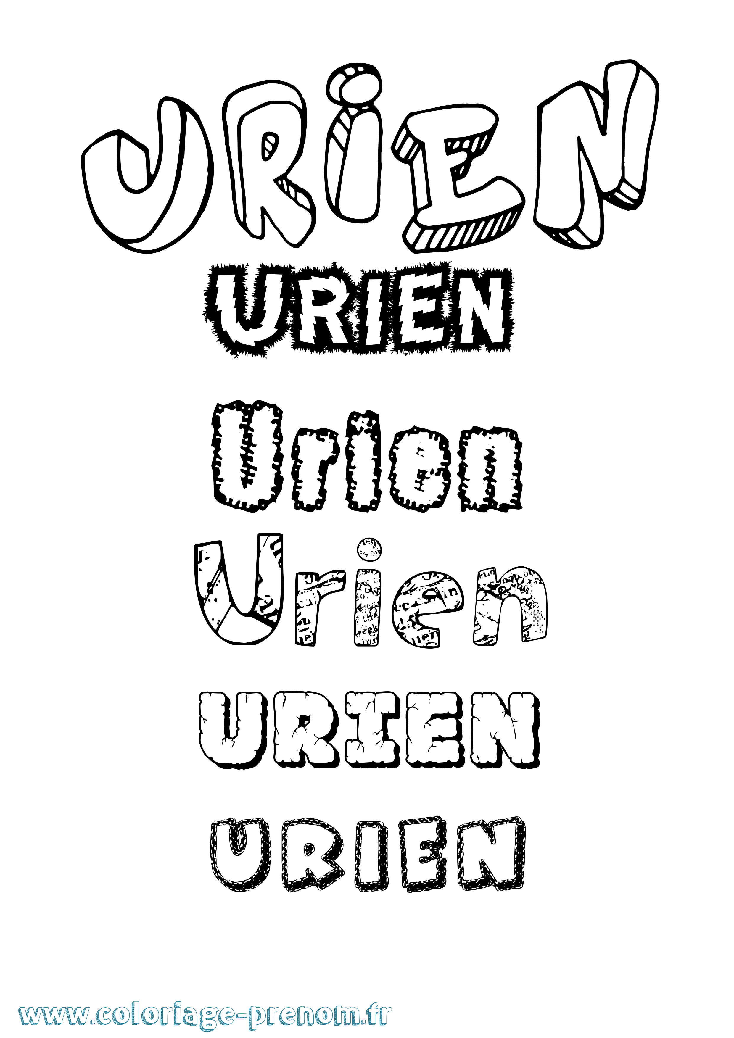 Coloriage Urien Destructuré Coloriage prénom Urien Destructuré