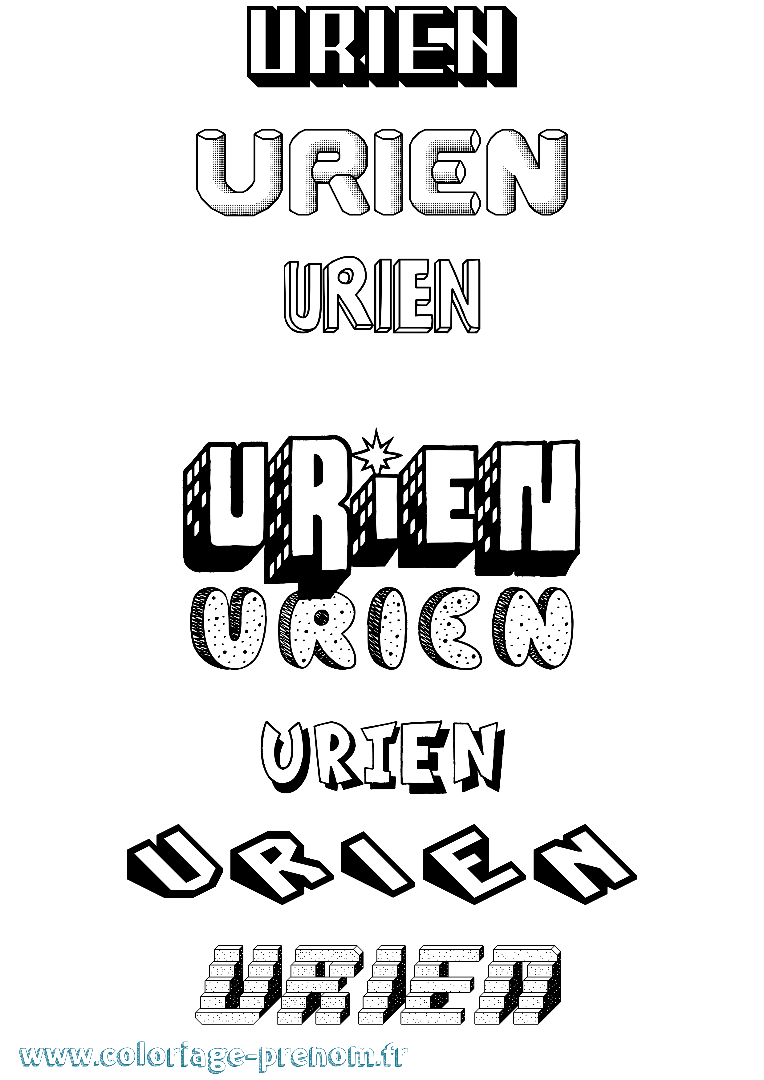 Coloriage Urien Effet 3D Coloriage prénom Urien Effet 3D