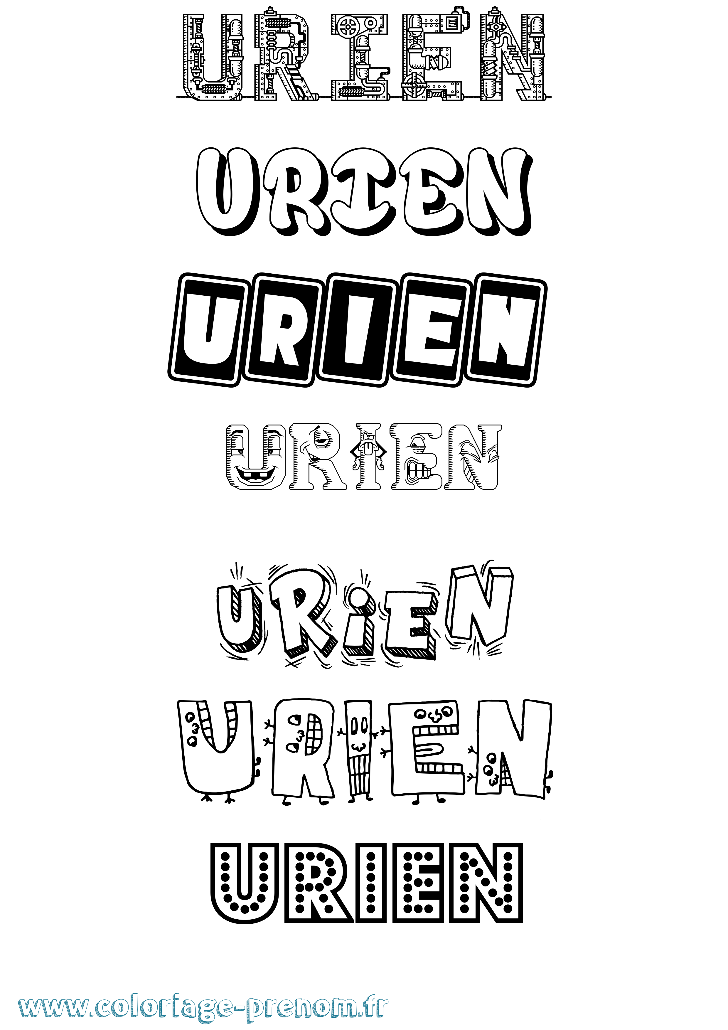 Coloriage prénom Urien Fun