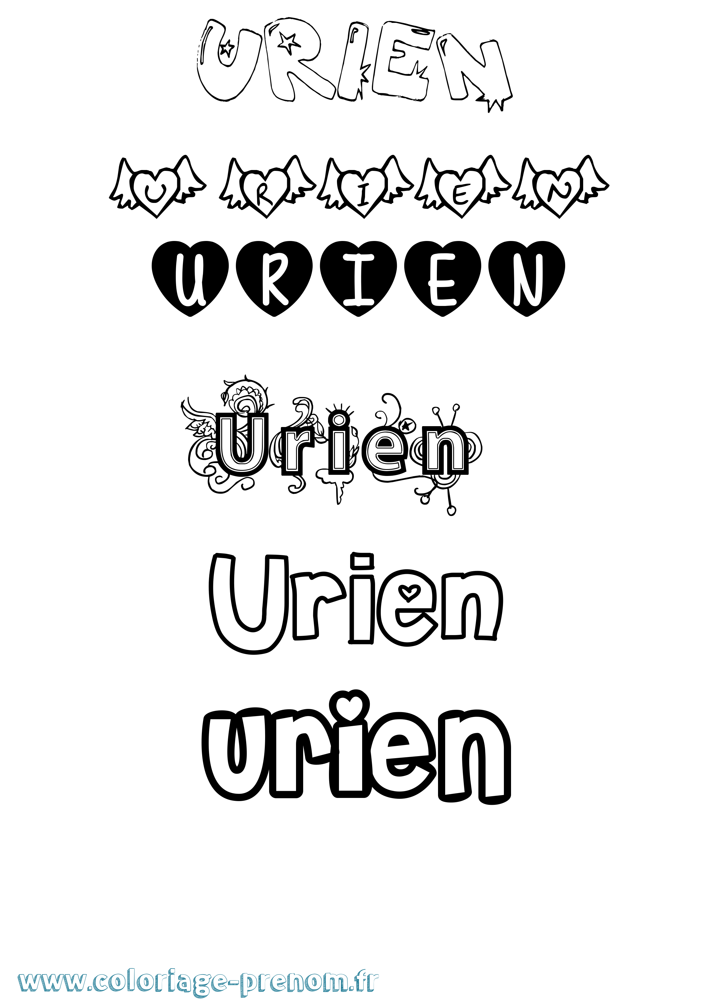 Coloriage Urien Girly Coloriage prénom Urien Girly