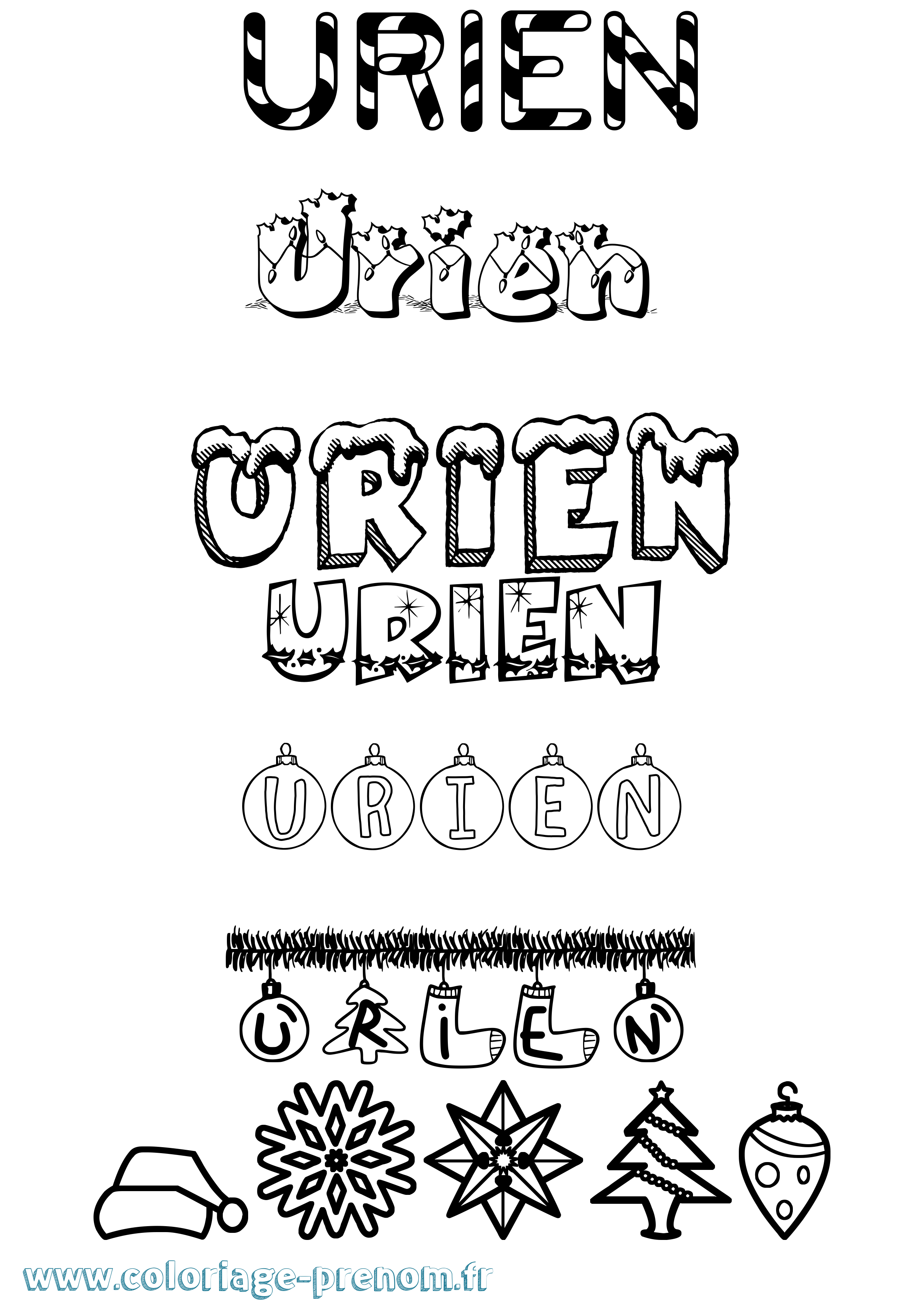 Coloriage Urien Noël Coloriage prénom Urien Noël