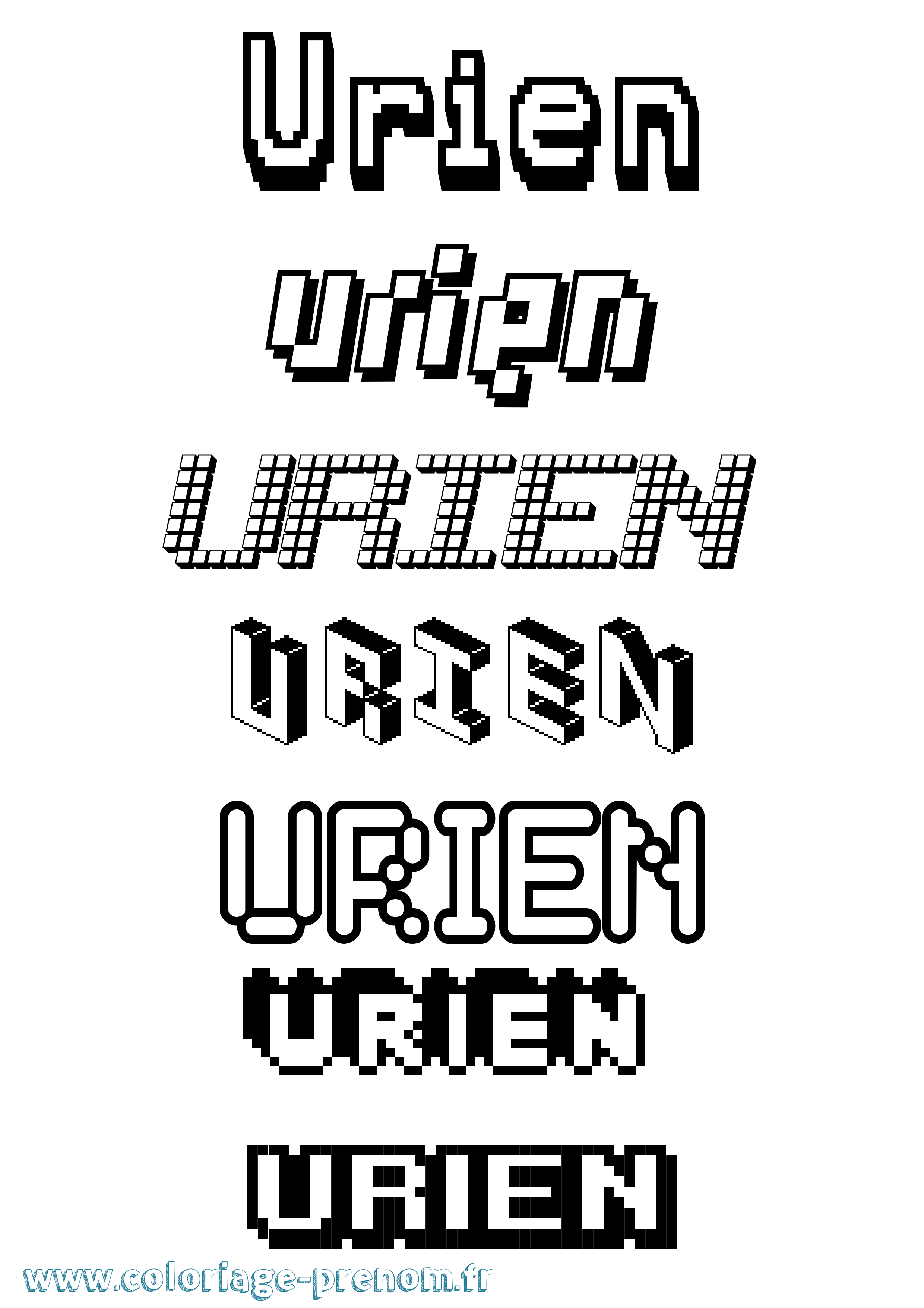Coloriage Urien Pixel Coloriage prénom Urien Pixel