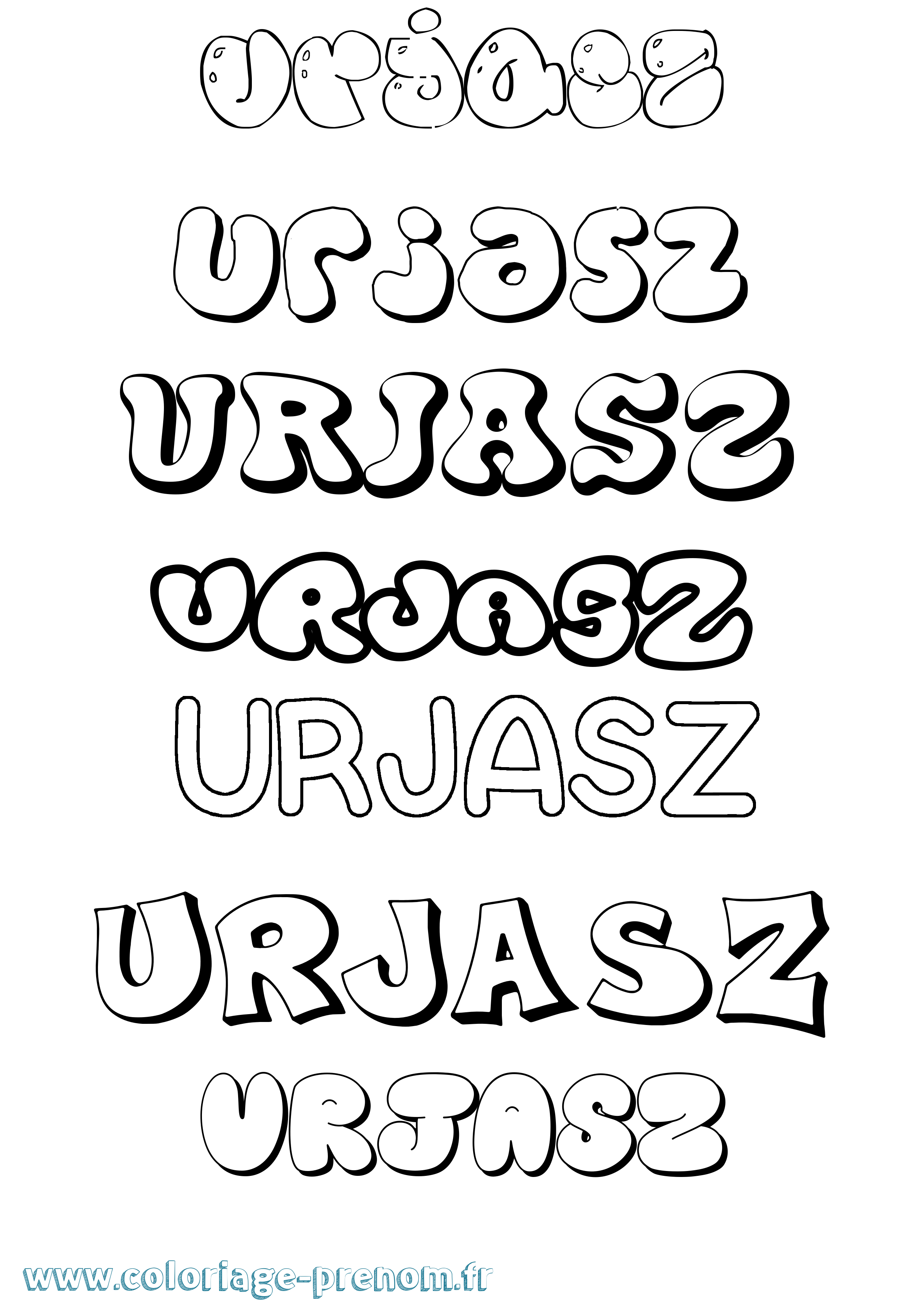 Coloriage Urjasz Bubble Coloriage prénom Urjasz Bubble