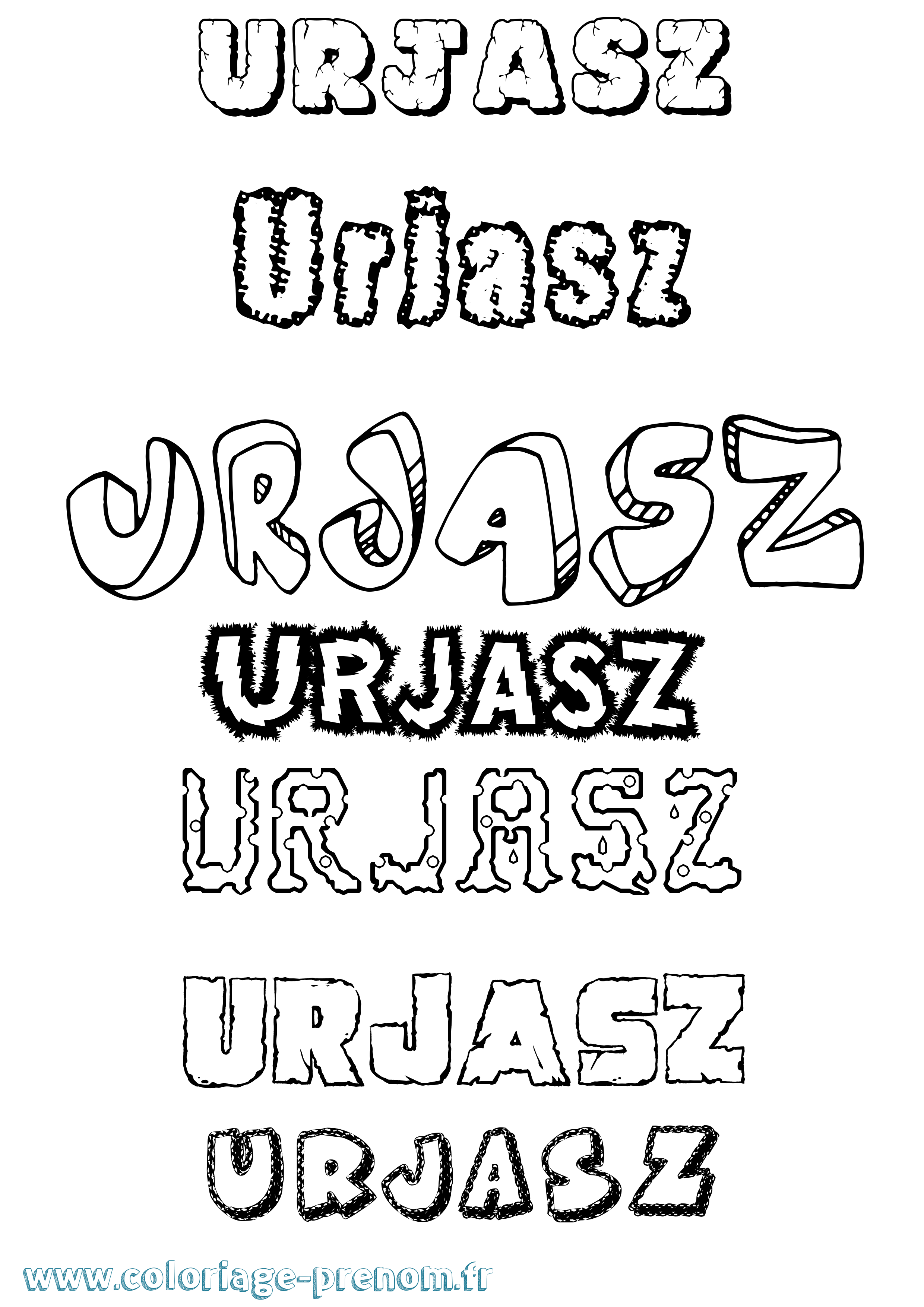 Coloriage Urjasz Destructuré Coloriage prénom Urjasz Destructuré