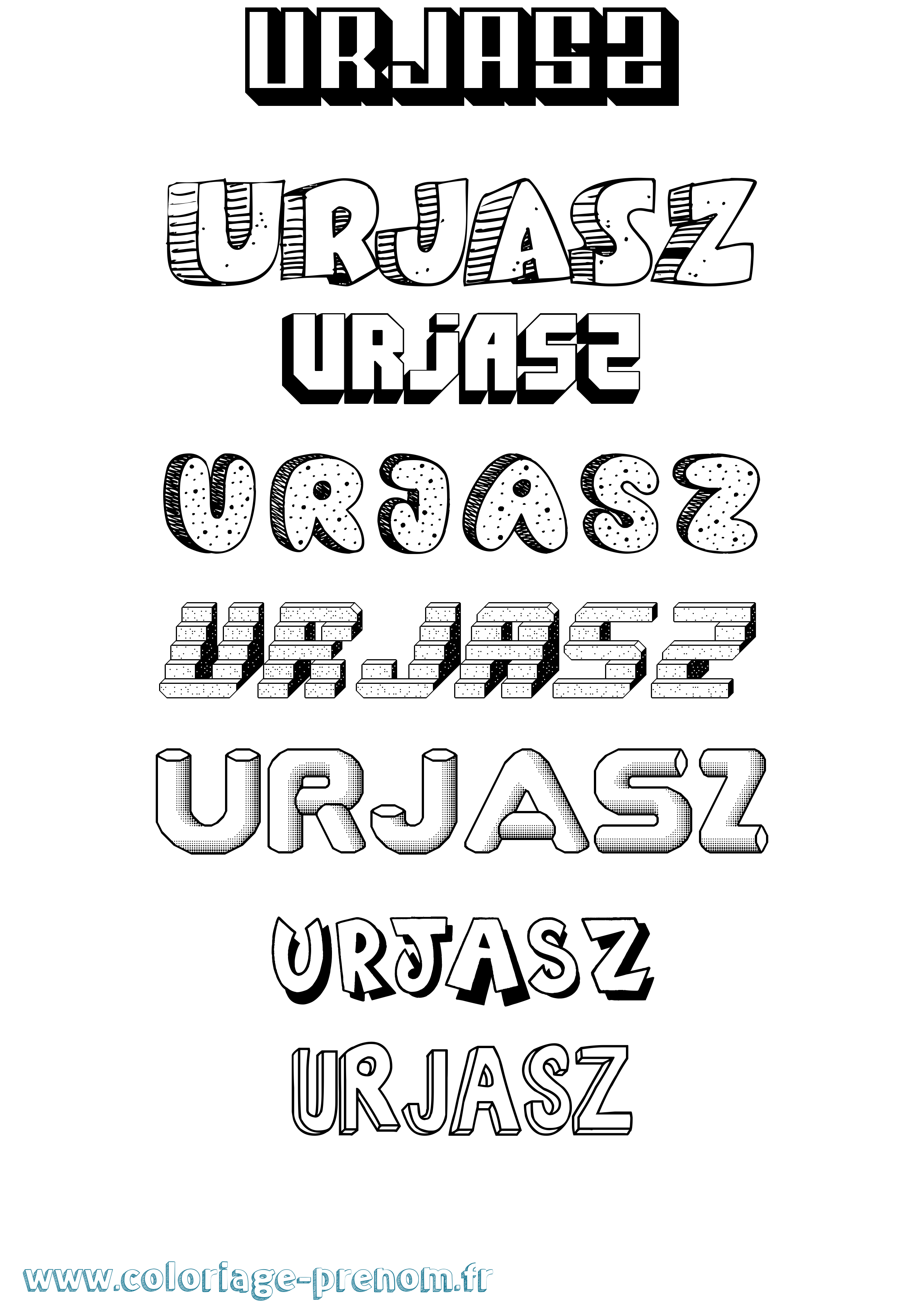 Coloriage Urjasz Effet 3D Coloriage prénom Urjasz Effet 3D