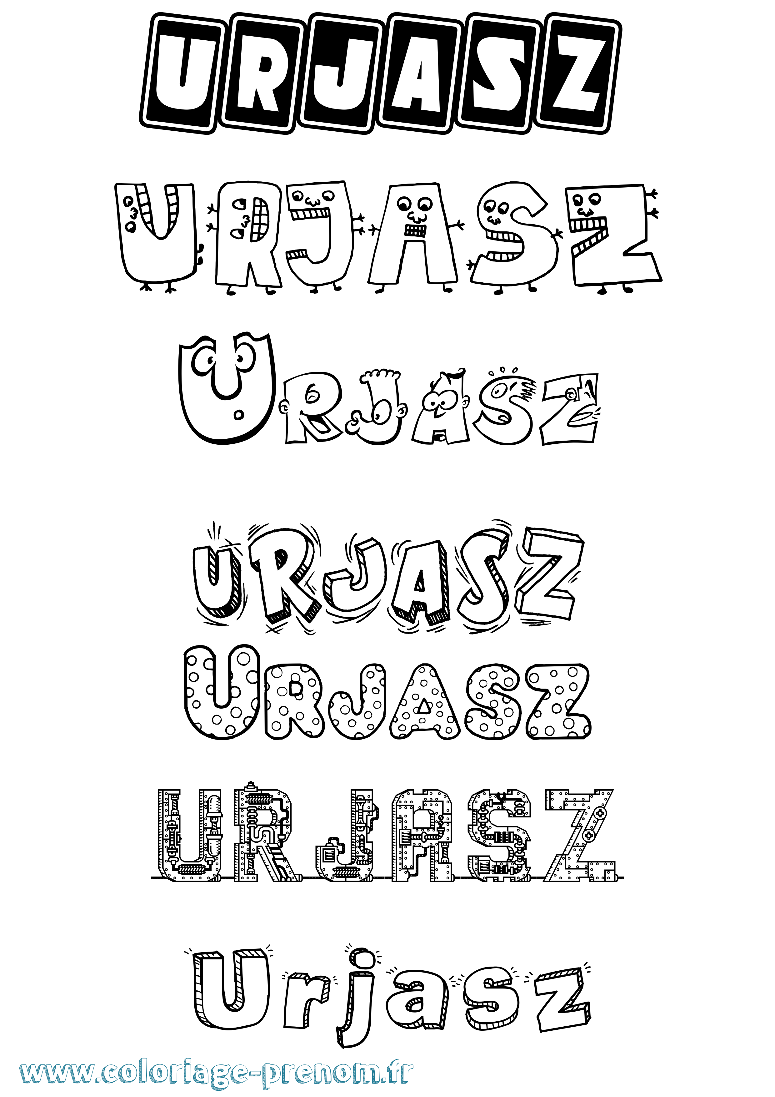 Coloriage prénom Urjasz Fun