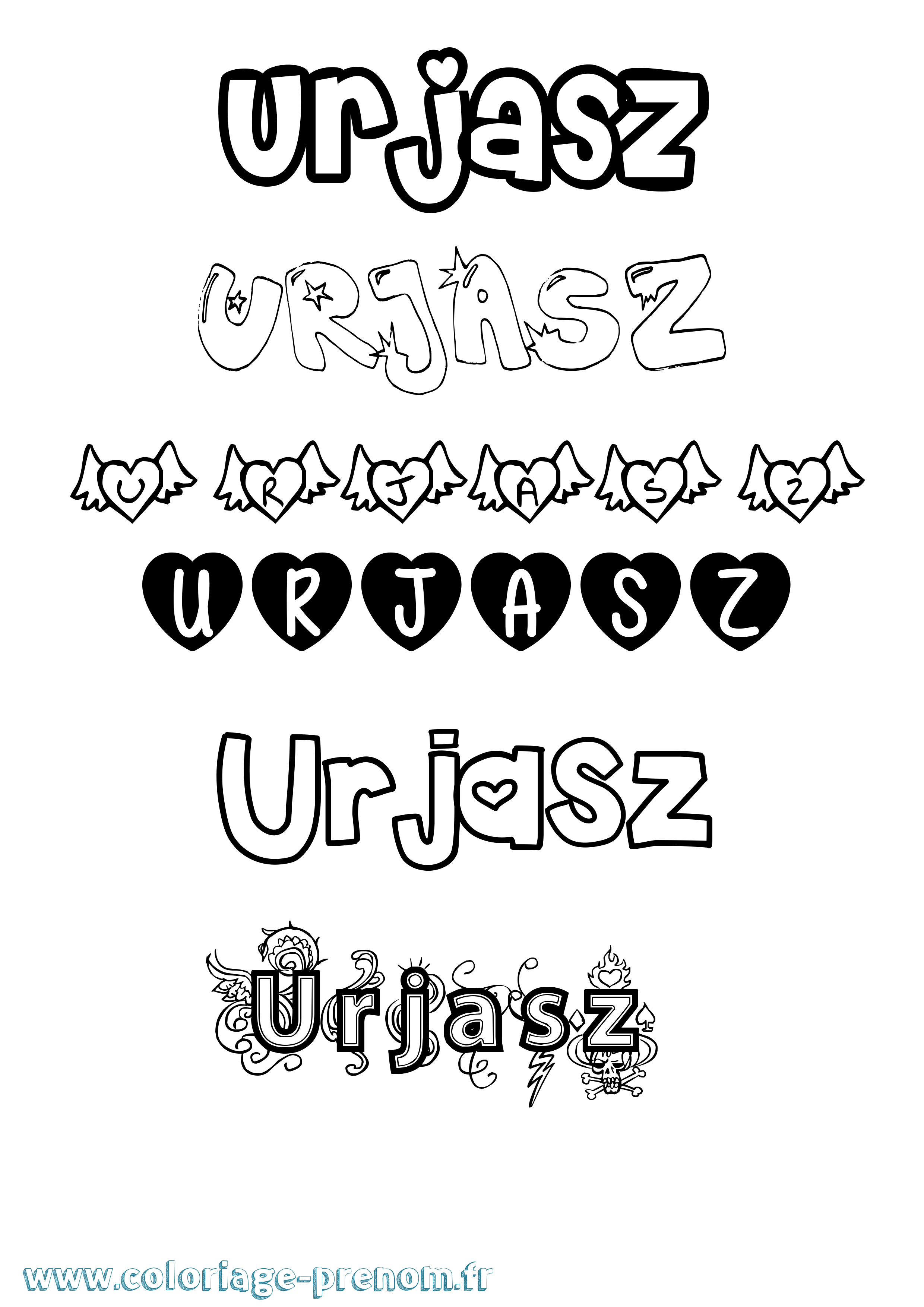 Coloriage prénom Urjasz Girly