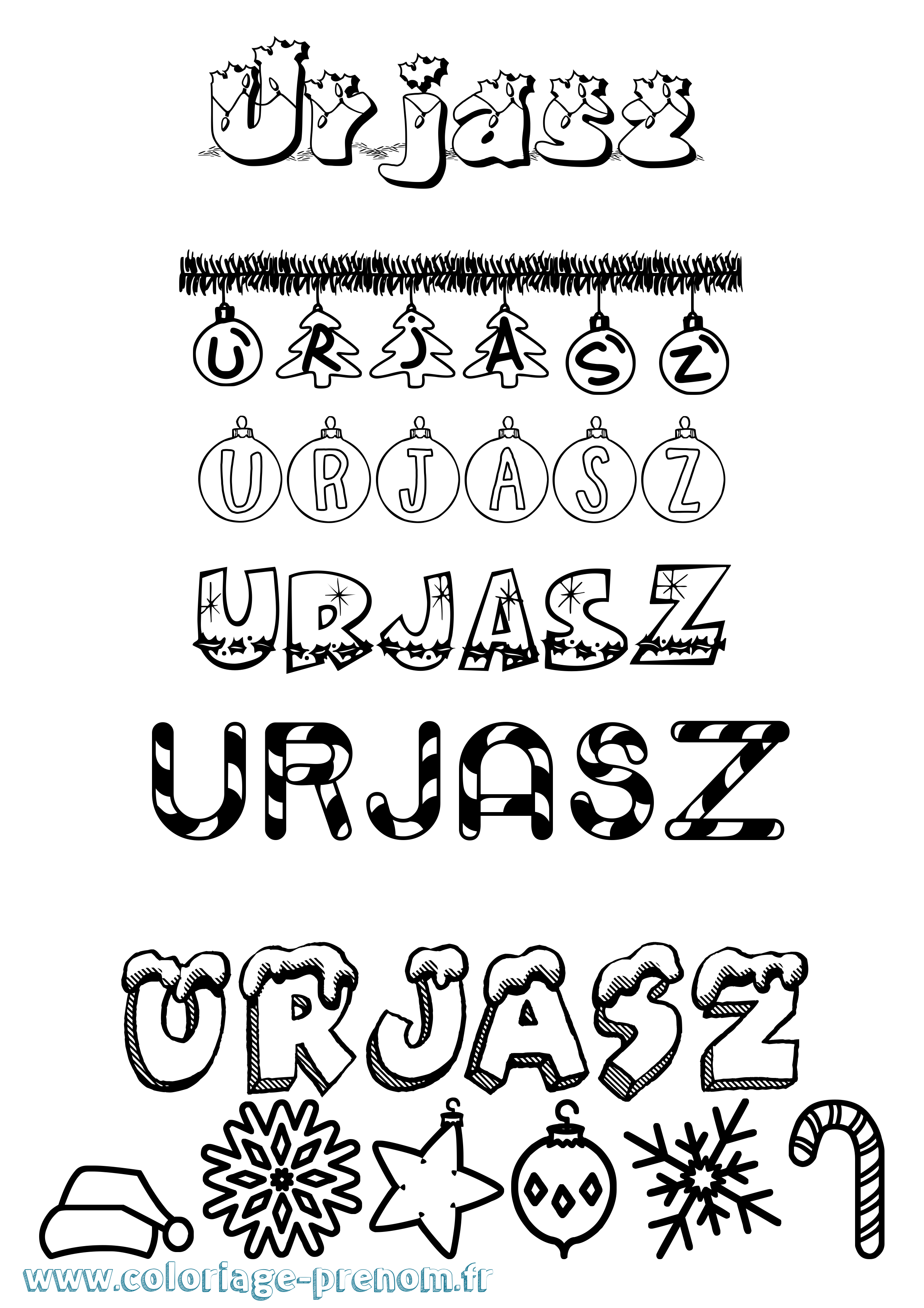 Coloriage Urjasz Noël Coloriage prénom Urjasz Noël