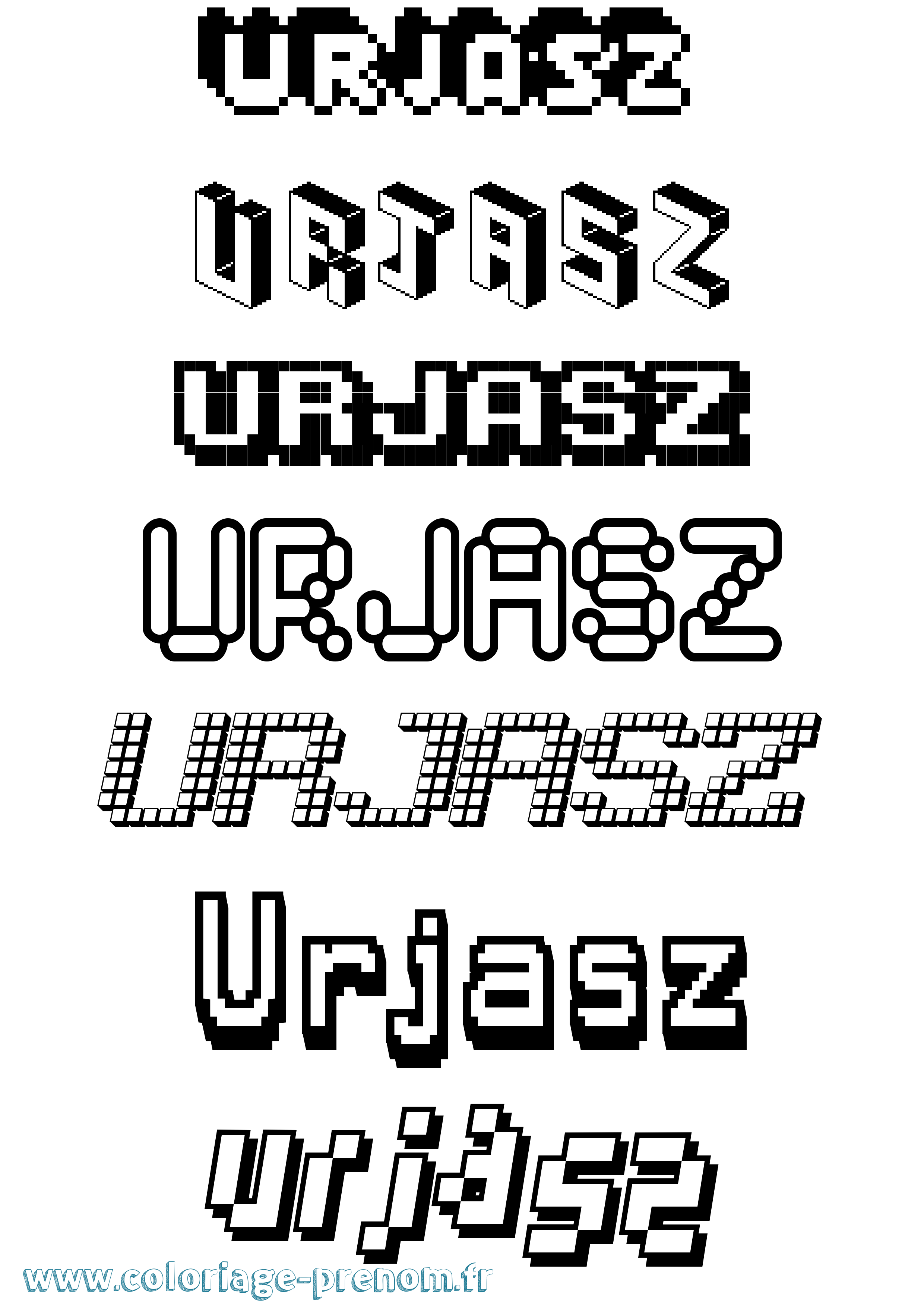 Coloriage prénom Urjasz Pixel