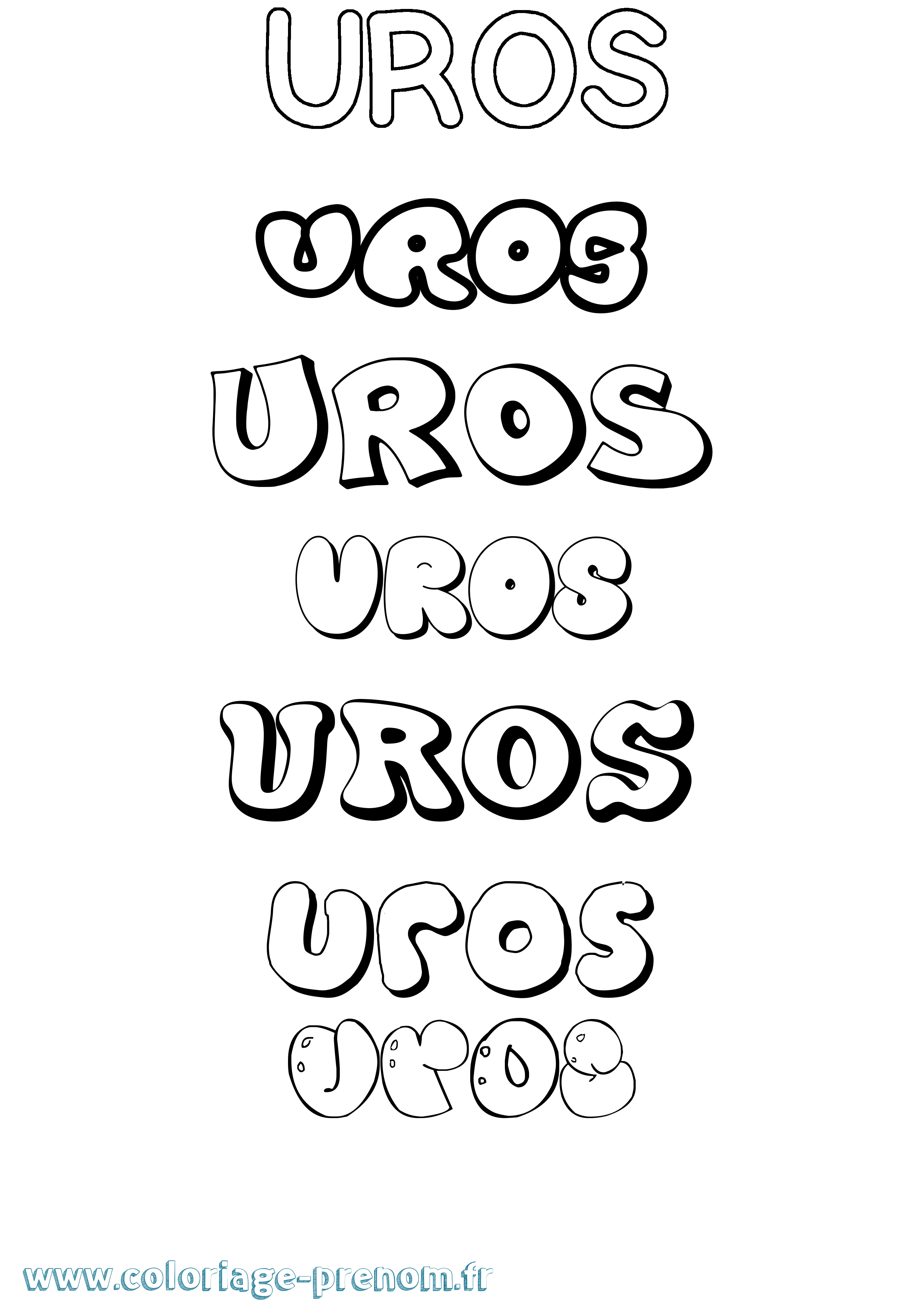 Coloriage Uros Bubble Coloriage prénom Uros Bubble