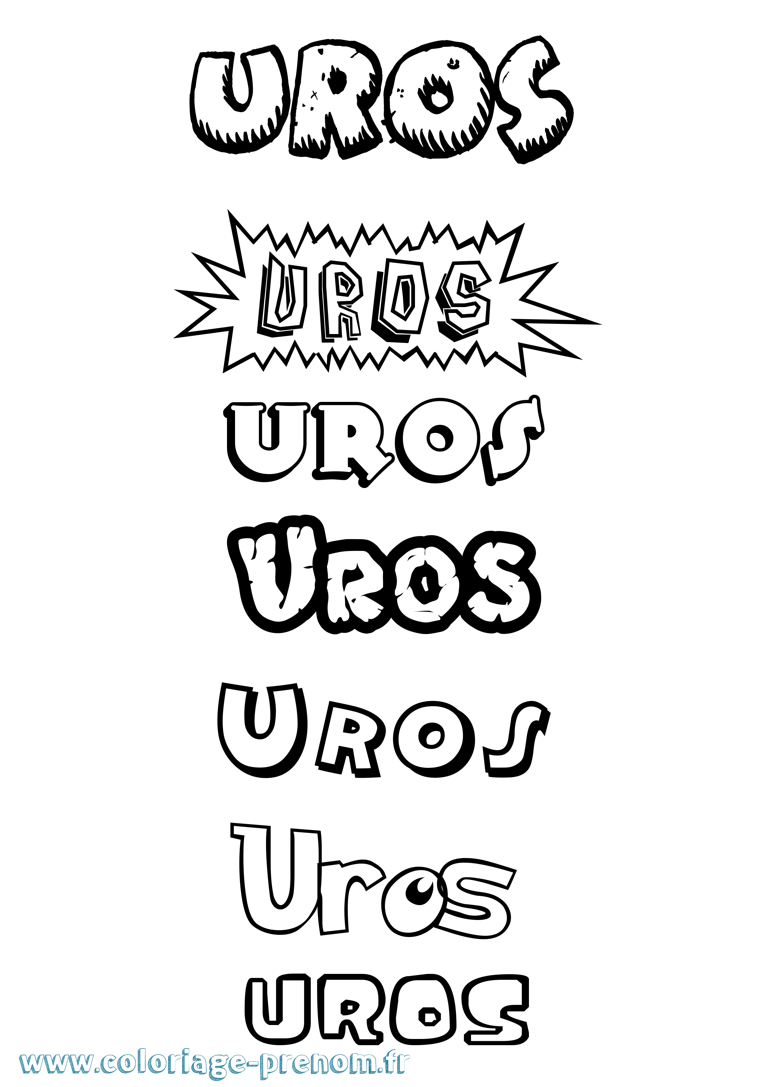 Coloriage Uros Dessin Animé Coloriage prénom Uros Dessin Animé
