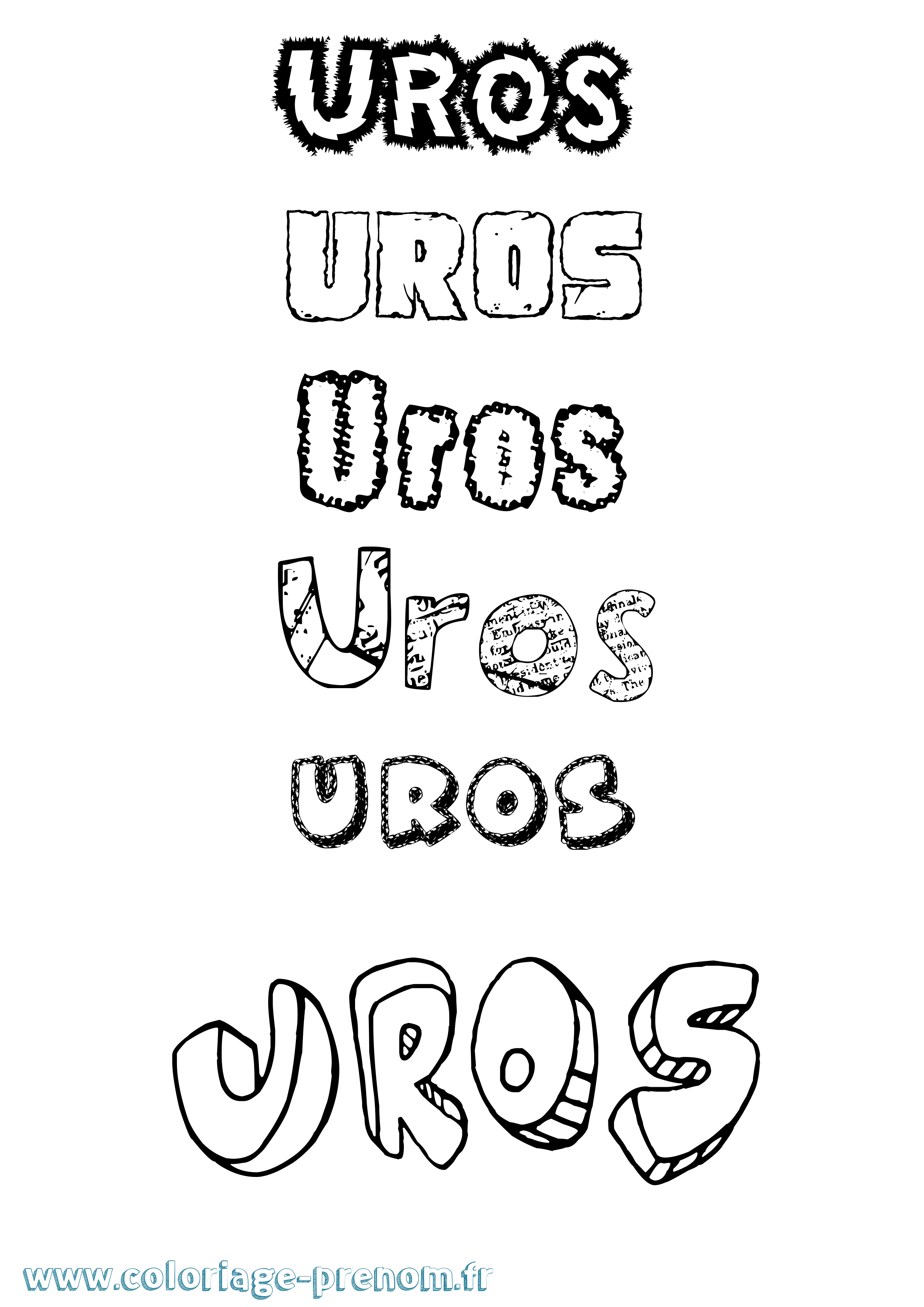 Coloriage Uros Destructuré Coloriage prénom Uros Destructuré