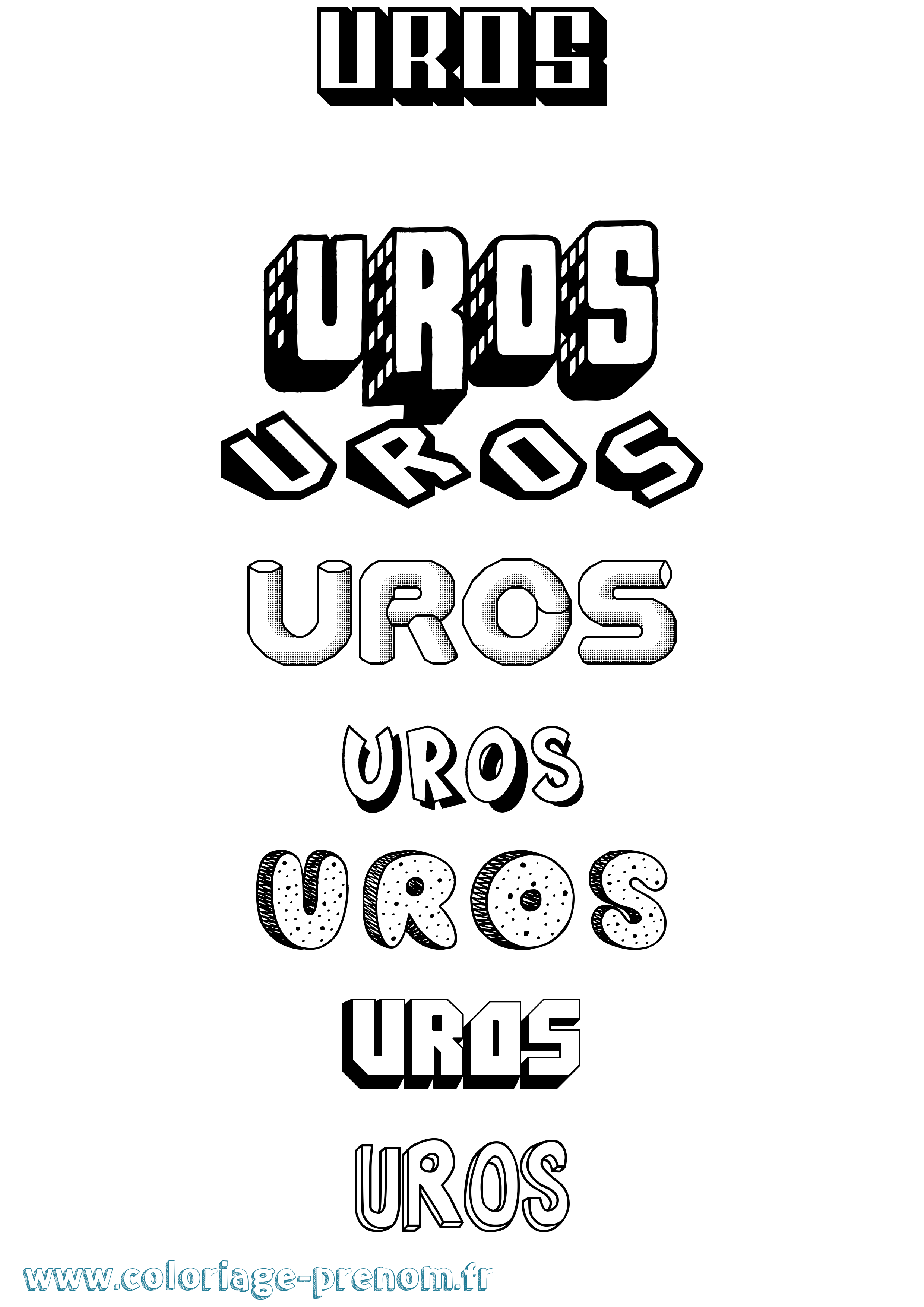 Coloriage Uros Effet 3D Coloriage prénom Uros Effet 3D