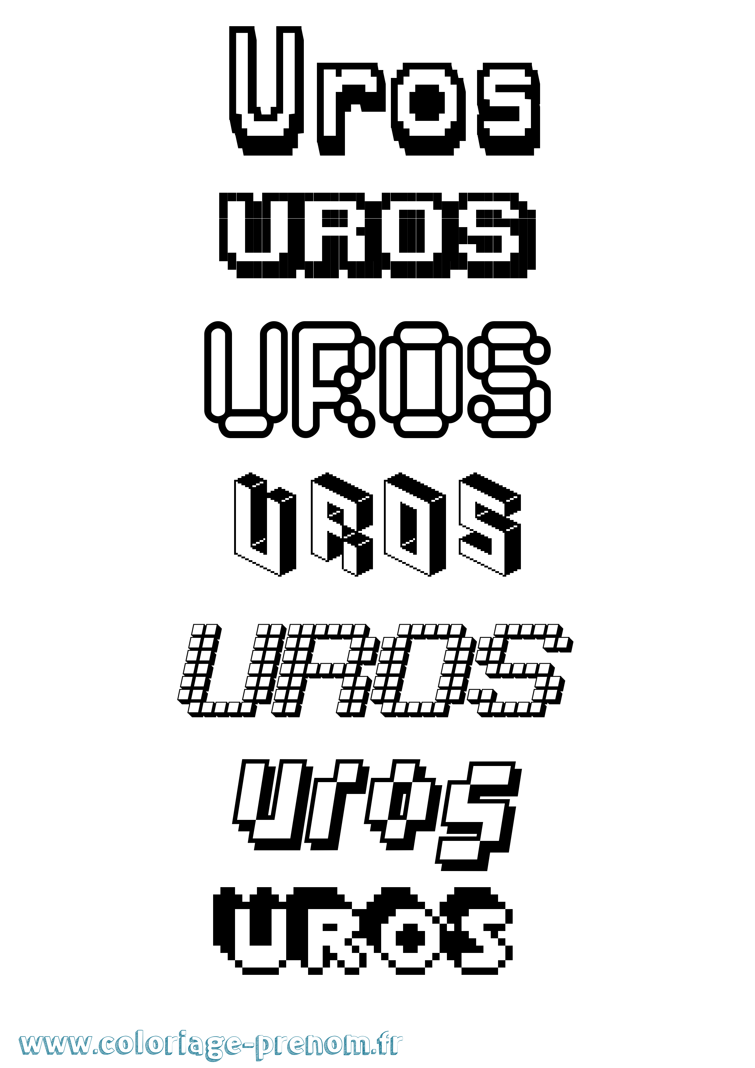 Coloriage Uros Pixel Coloriage prénom Uros Pixel