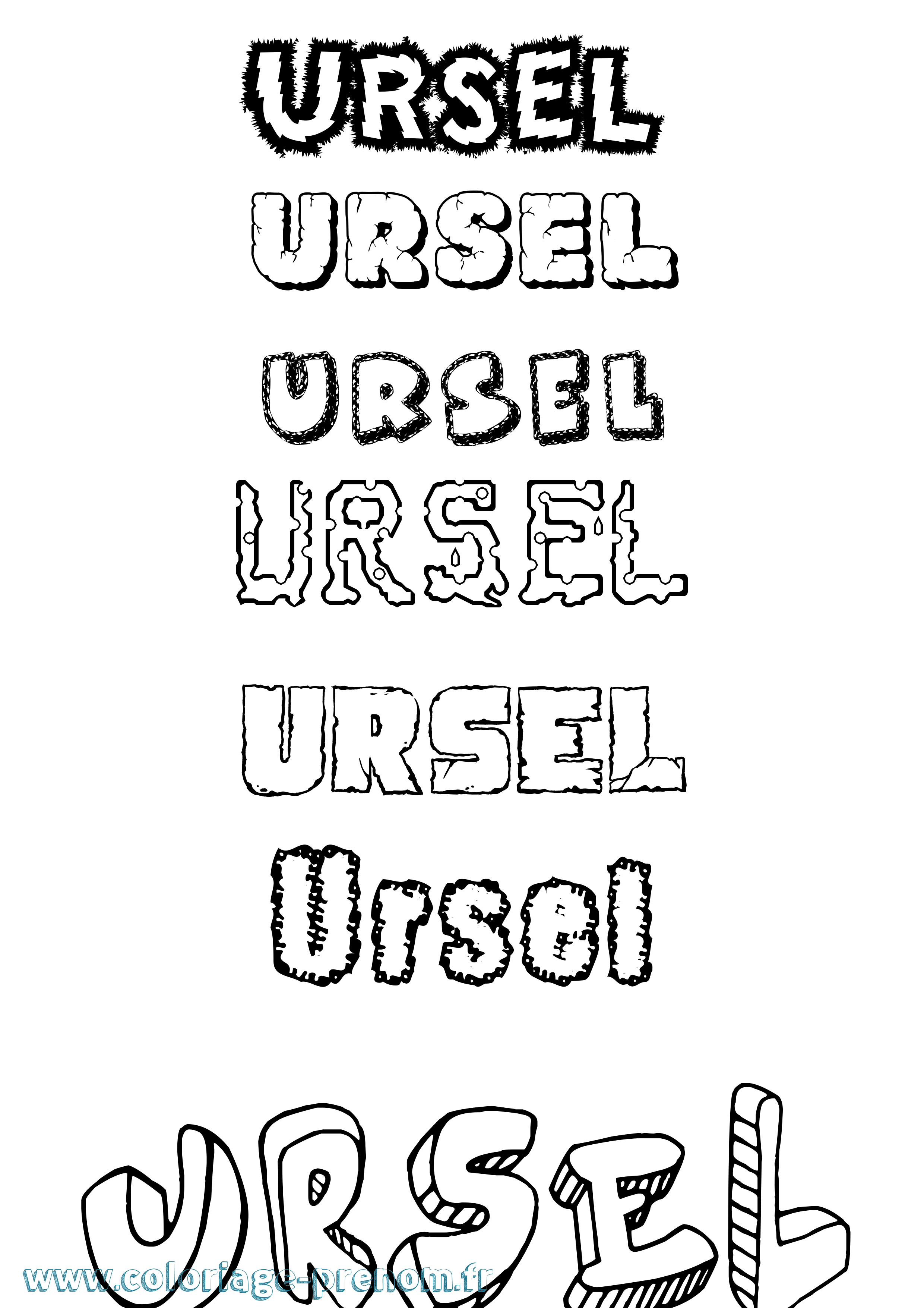 Coloriage prénom Ursel Destructuré