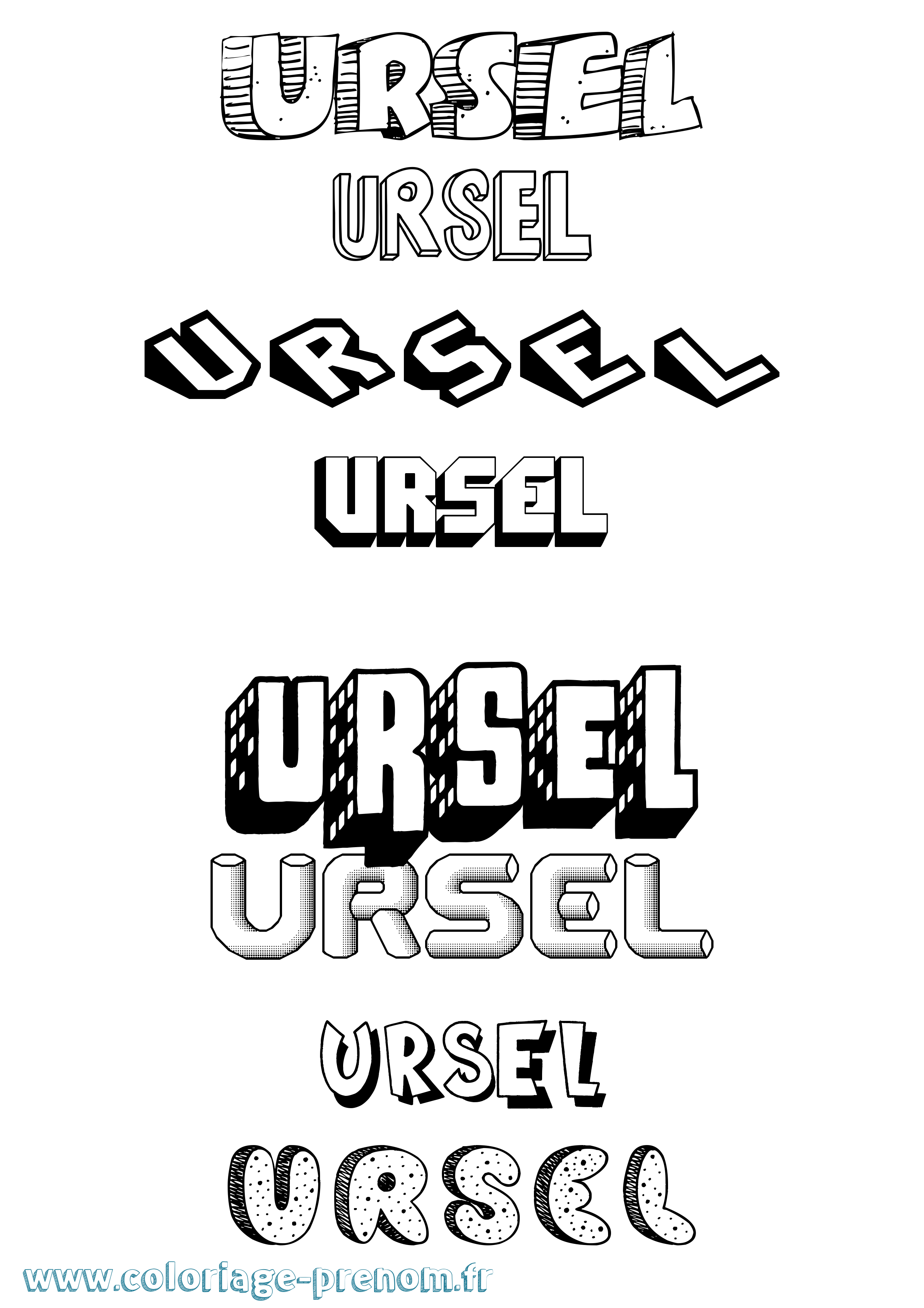 Coloriage prénom Ursel Effet 3D