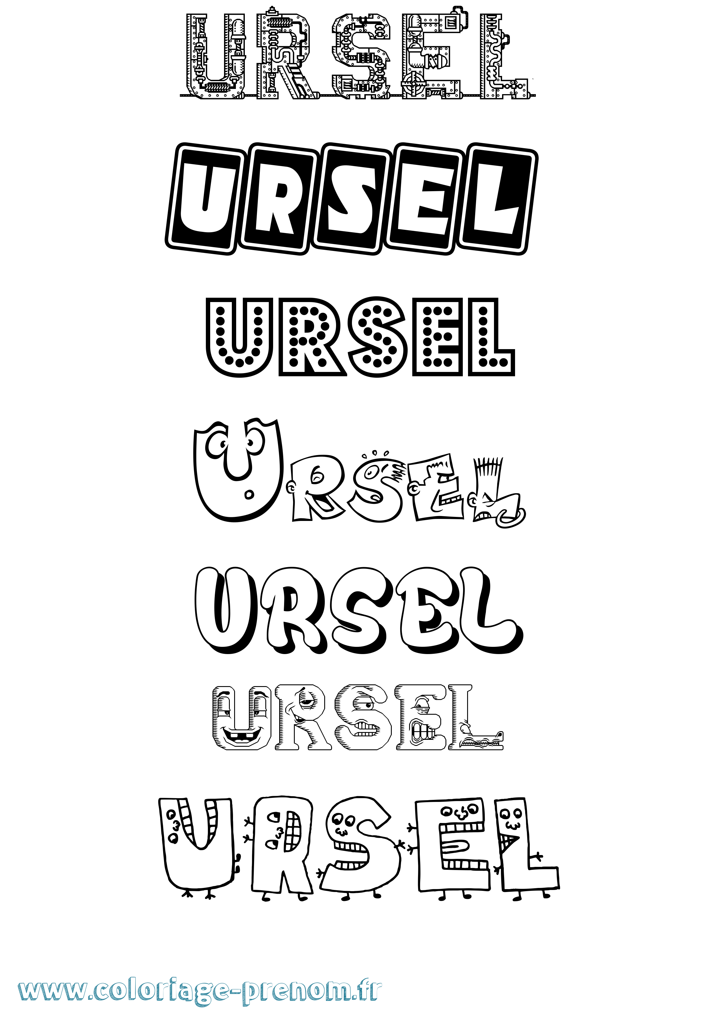 Coloriage prénom Ursel Fun