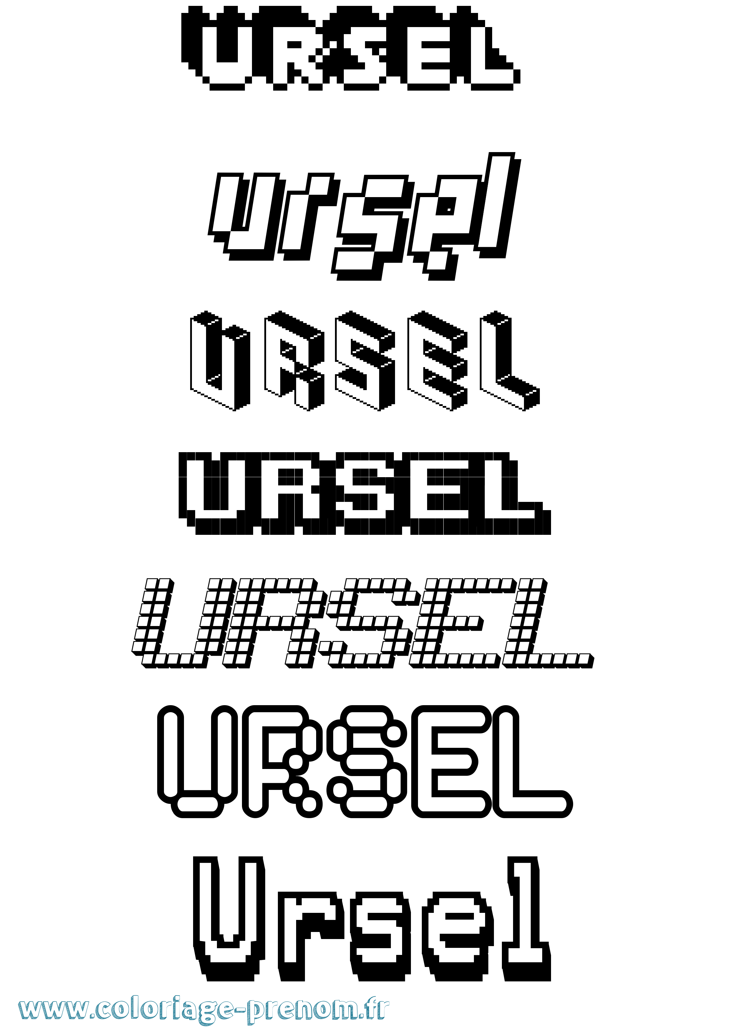 Coloriage prénom Ursel Pixel