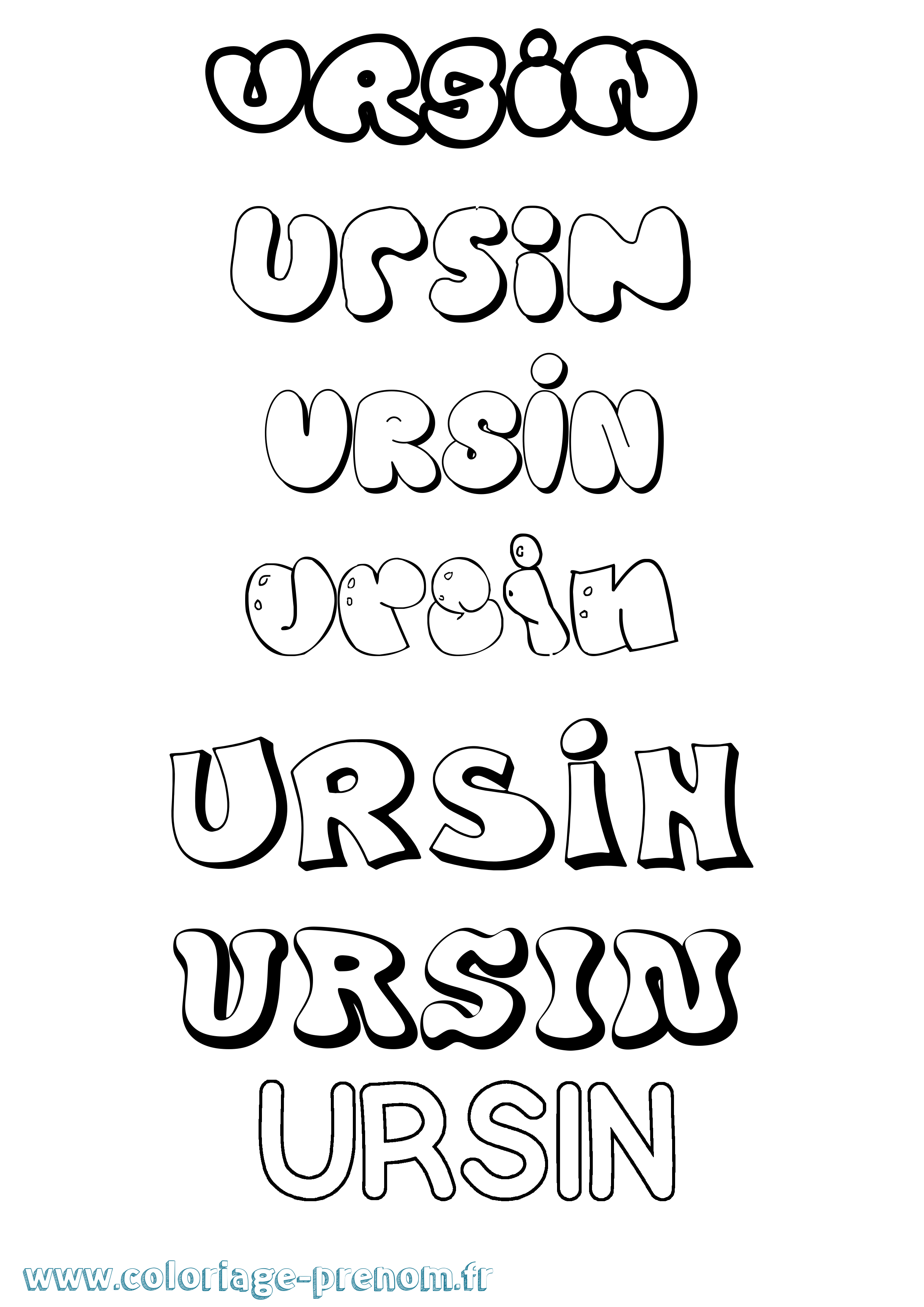 Coloriage Ursin Bubble Coloriage prénom Ursin Bubble