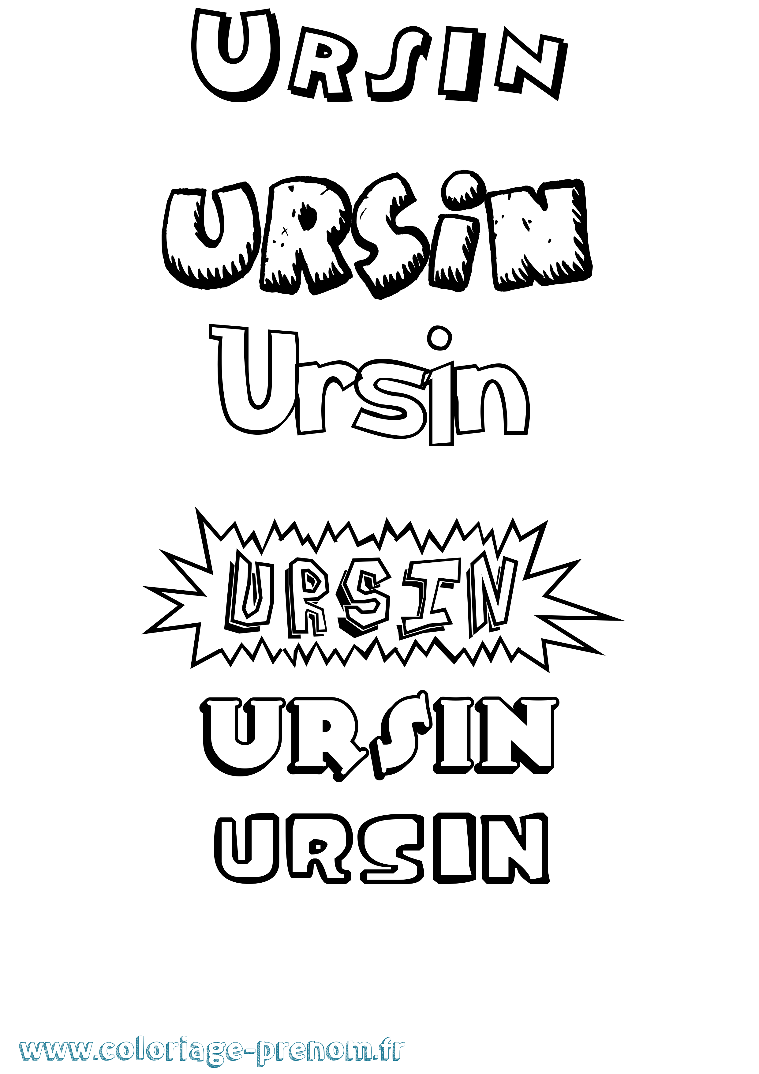 Coloriage Ursin Dessin Animé Coloriage prénom Ursin Dessin Animé