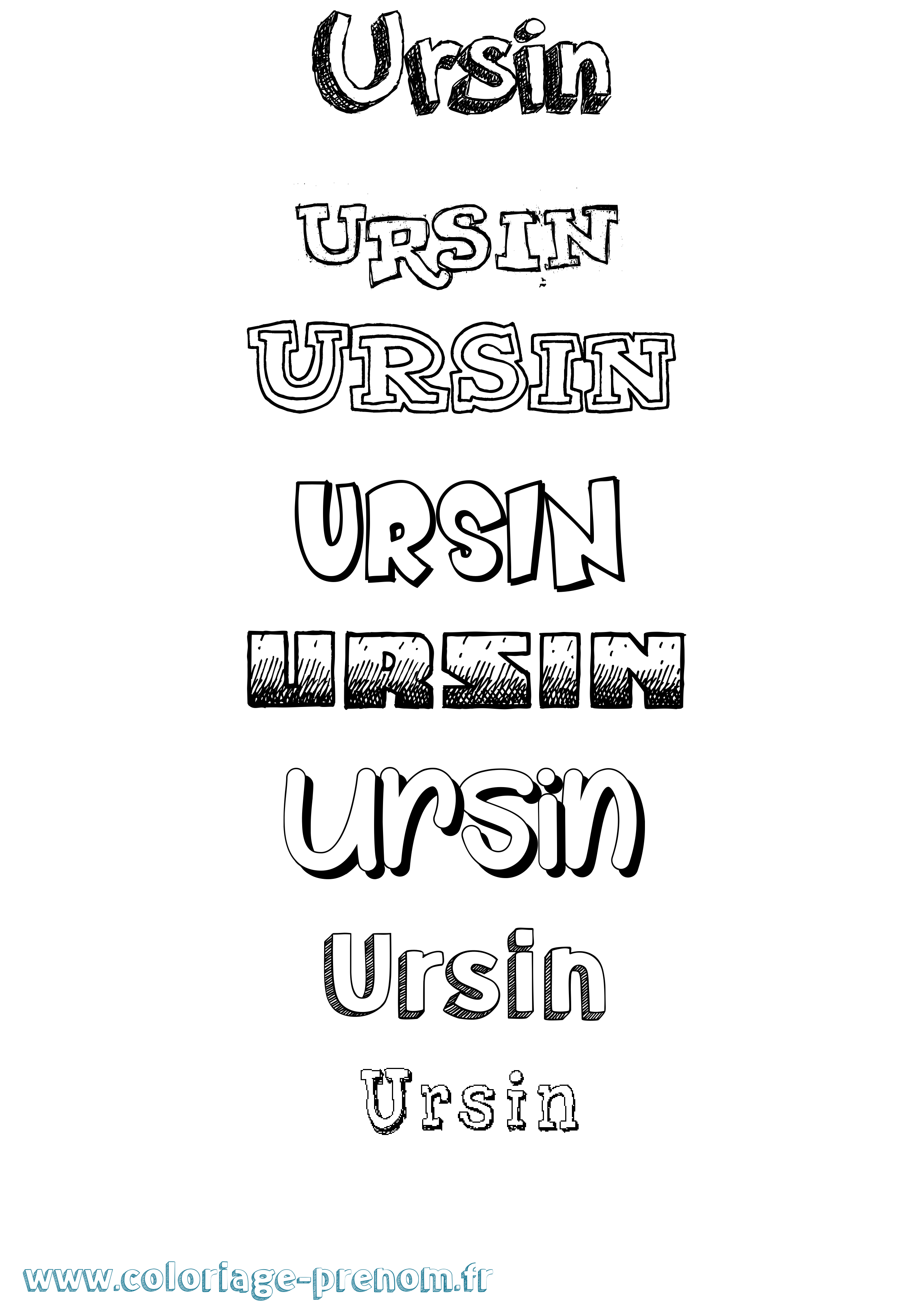 Coloriage Ursin Dessiné Coloriage prénom Ursin Dessiné