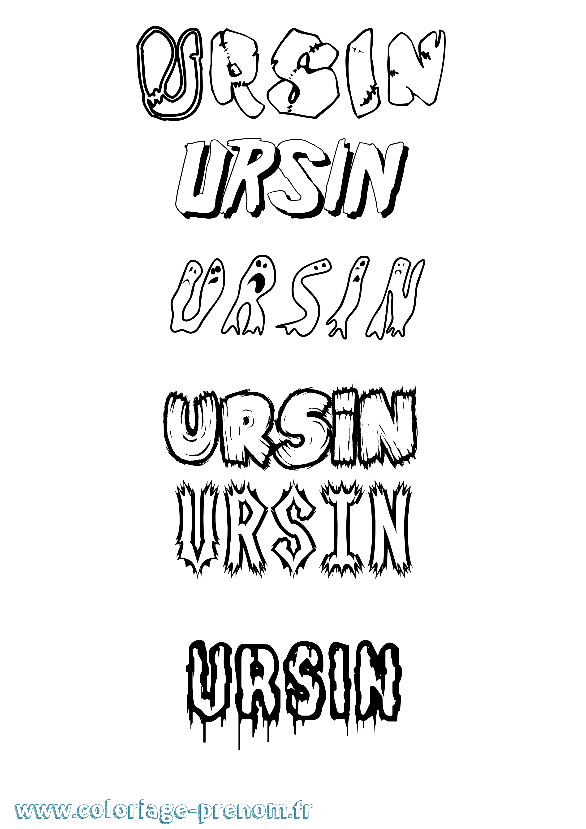 Coloriage Ursin Frisson Coloriage prénom Ursin Frisson