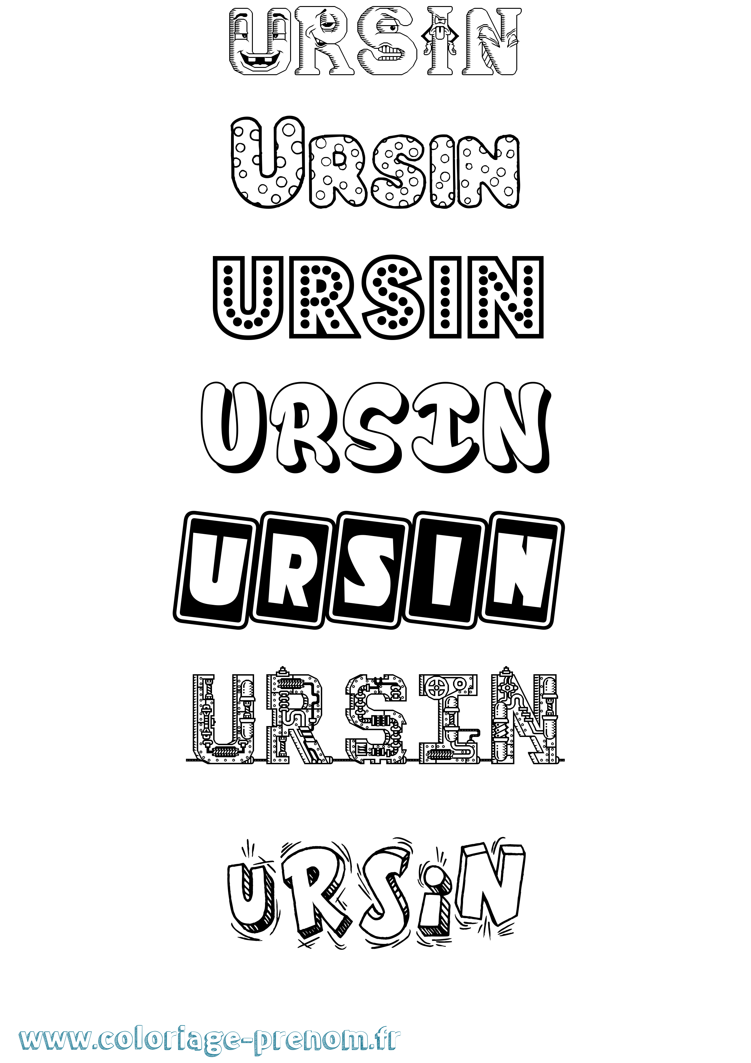 Coloriage Ursin Fun Coloriage prénom Ursin Fun
