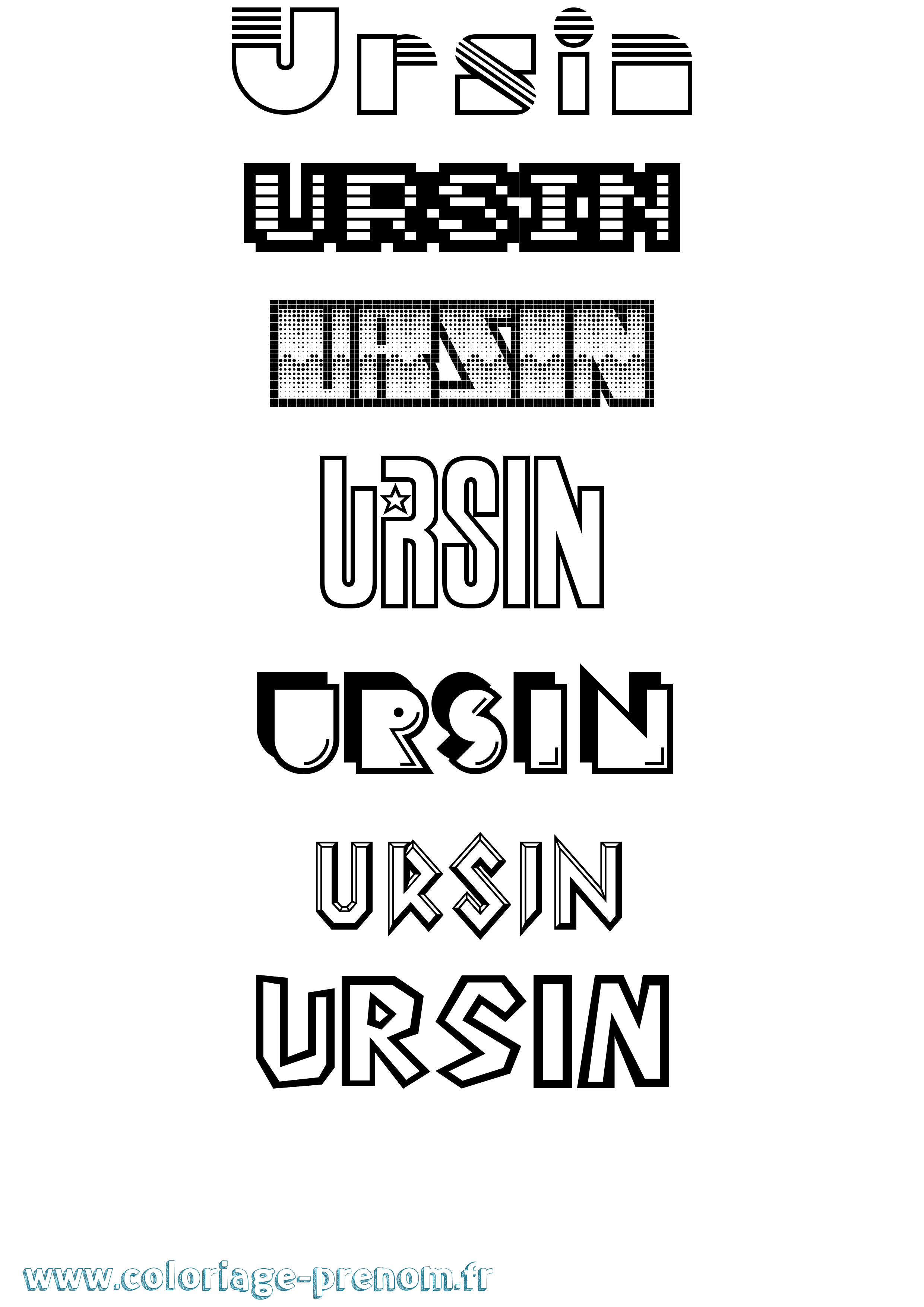 Coloriage Ursin Jeux Vidéos Coloriage prénom Ursin Jeux Vidéos