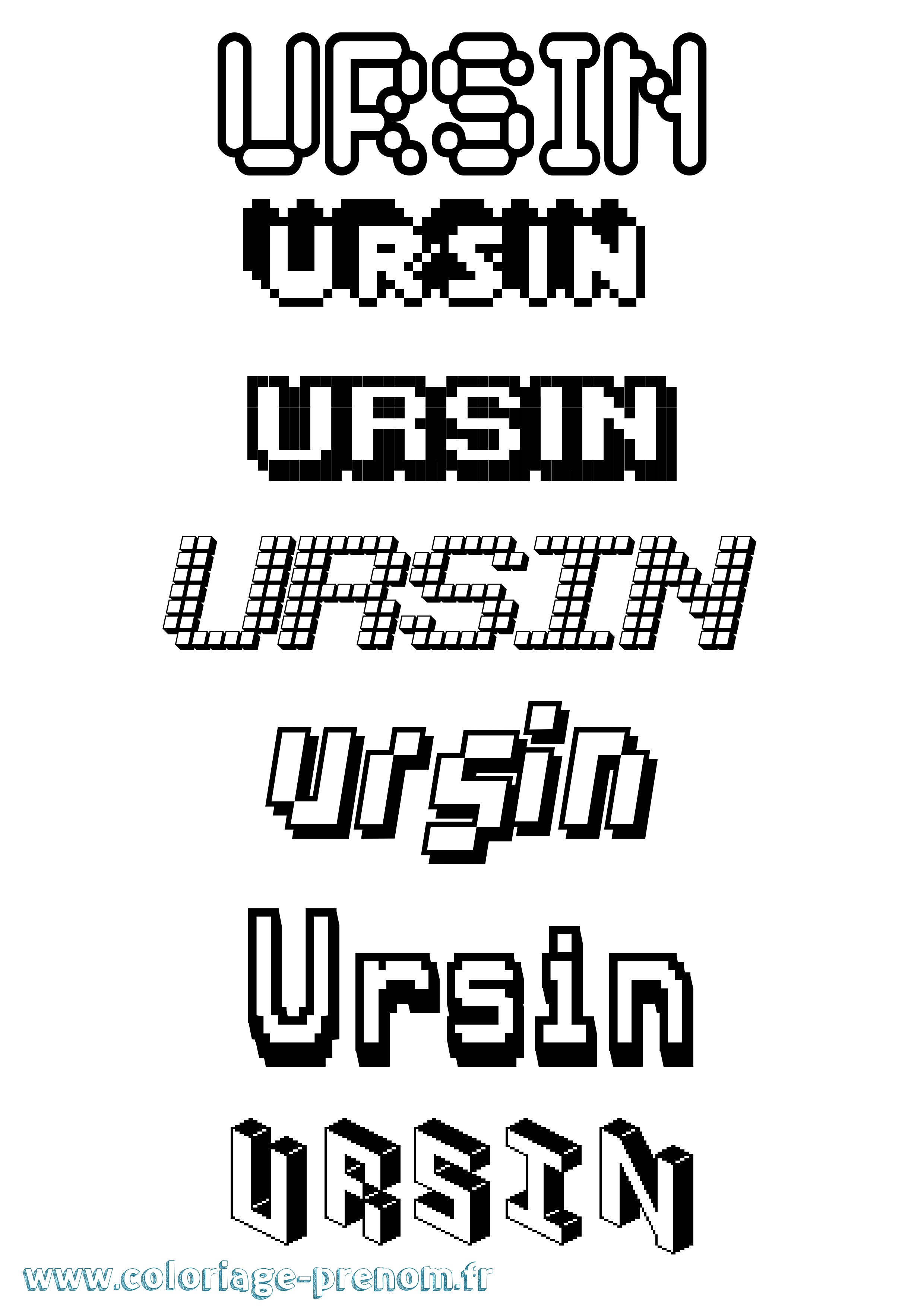 Coloriage Ursin Pixel Coloriage prénom Ursin Pixel