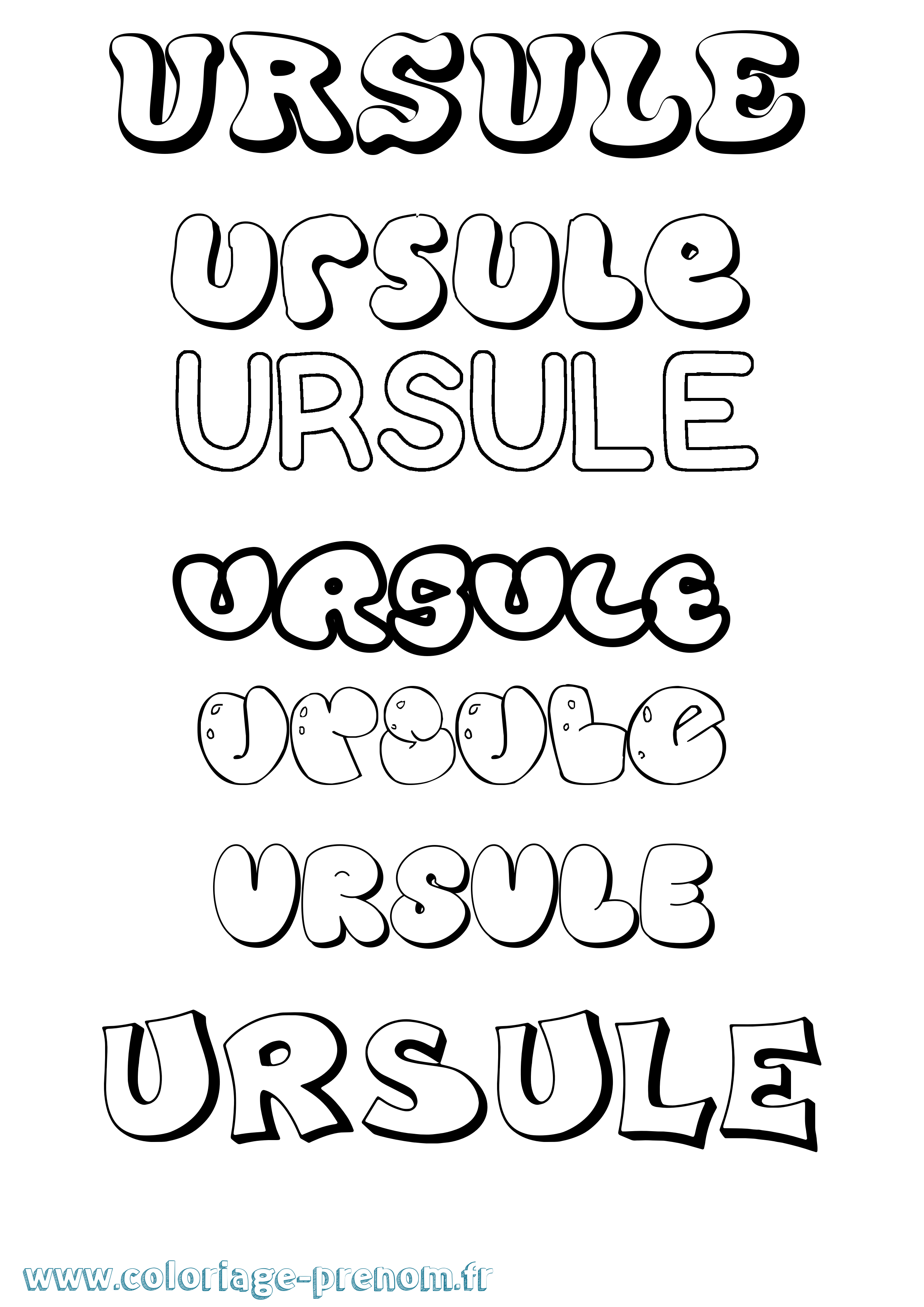 Coloriage Ursule Bubble Coloriage prénom Ursule Bubble