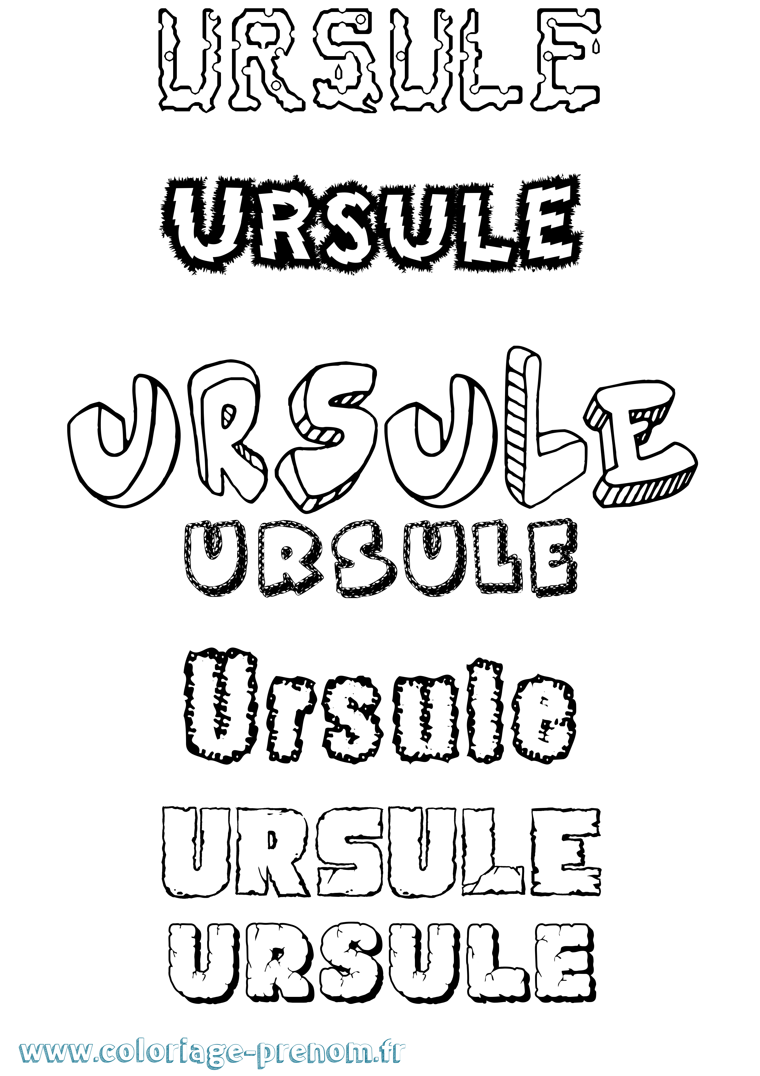 Coloriage Ursule Destructuré Coloriage prénom Ursule Destructuré