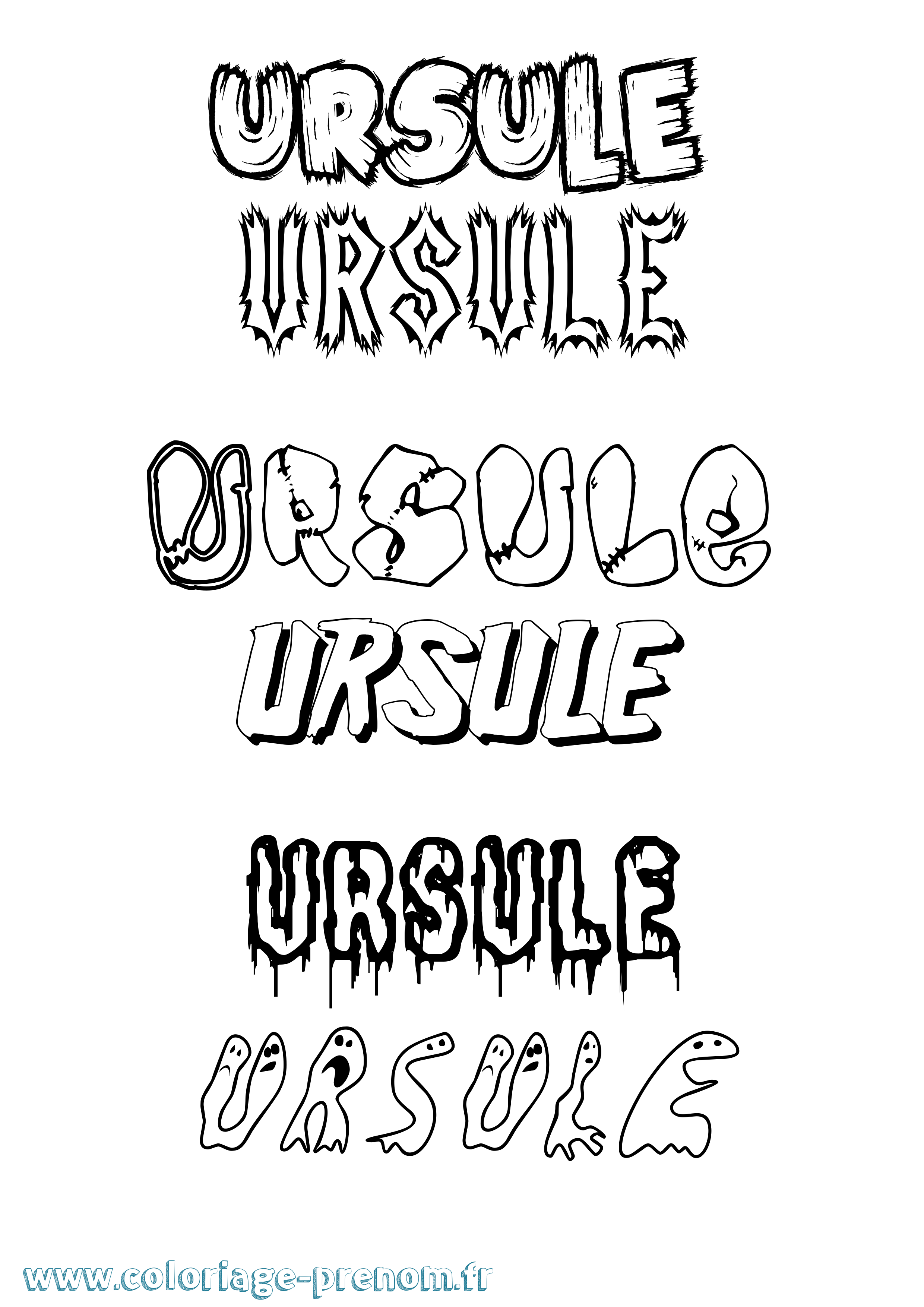 Coloriage Ursule Frisson Coloriage prénom Ursule Frisson