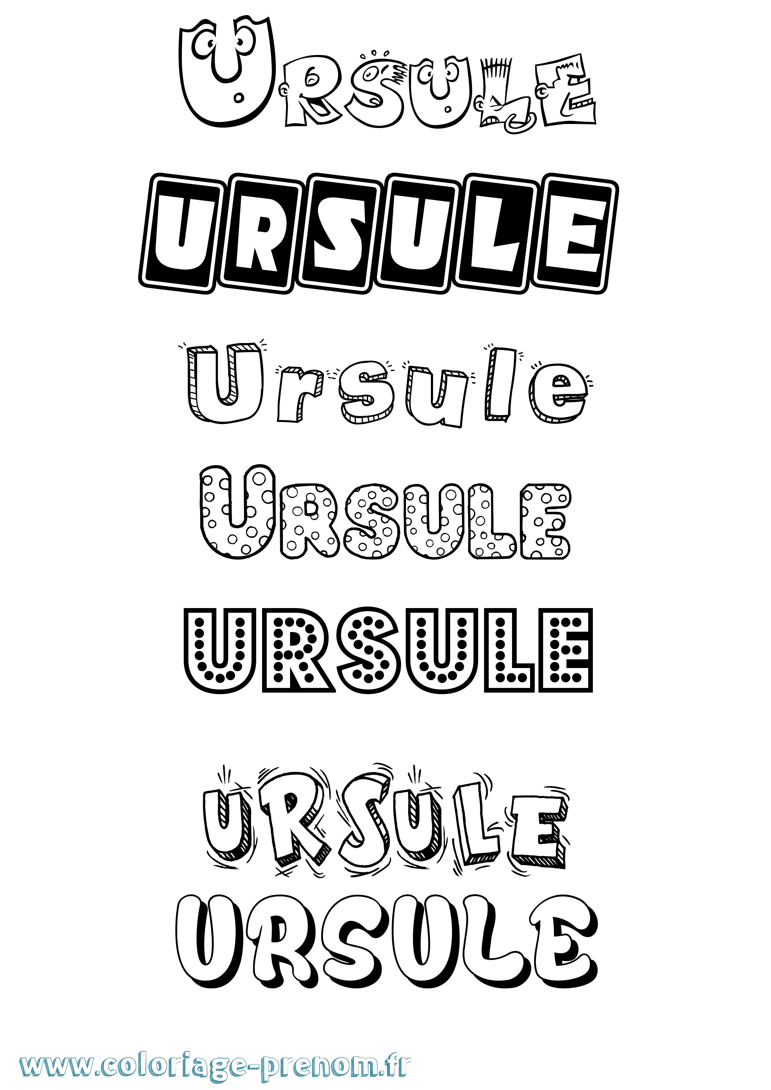 Coloriage Ursule Fun Coloriage prénom Ursule Fun