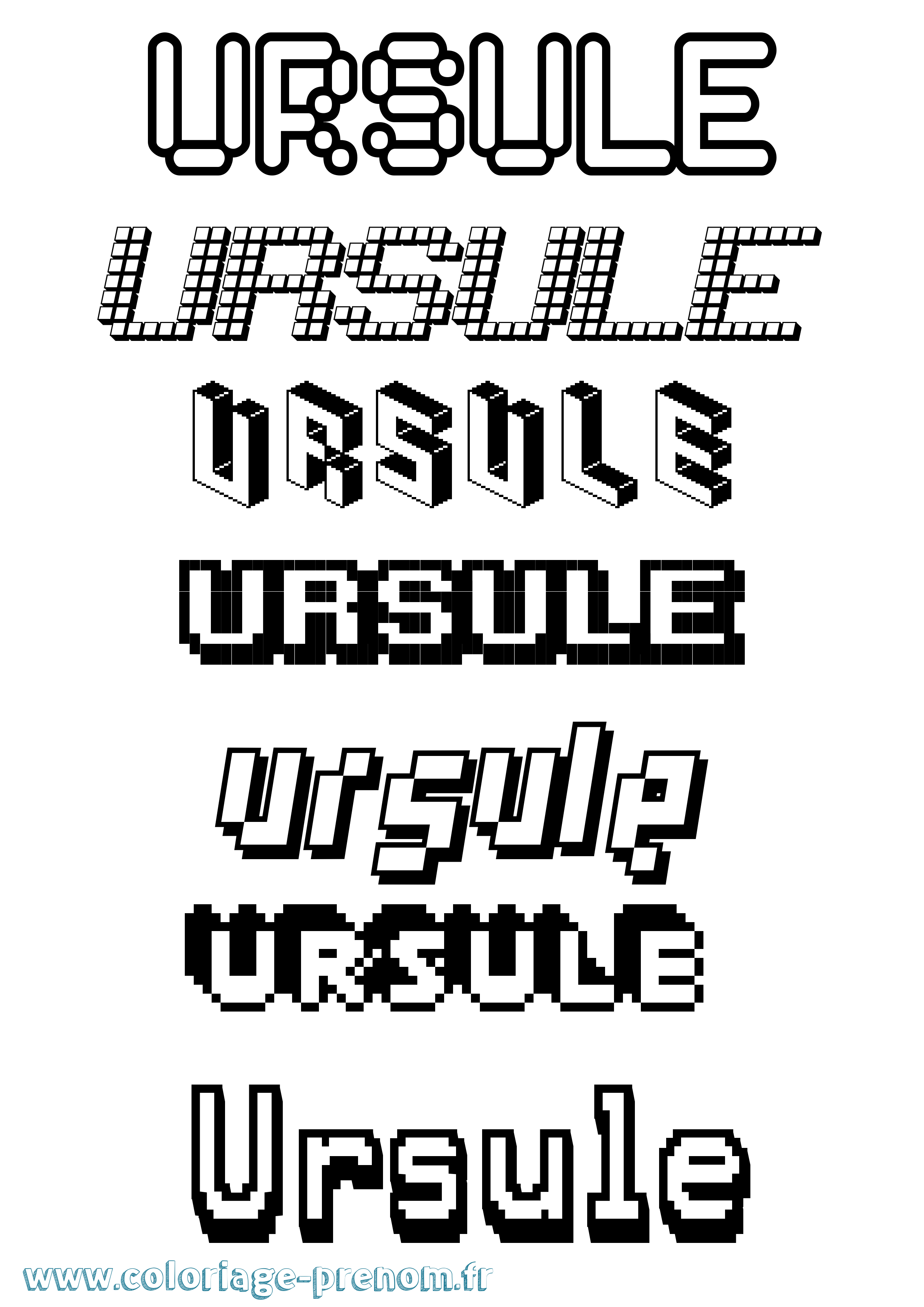 Coloriage Ursule Pixel Coloriage prénom Ursule Pixel