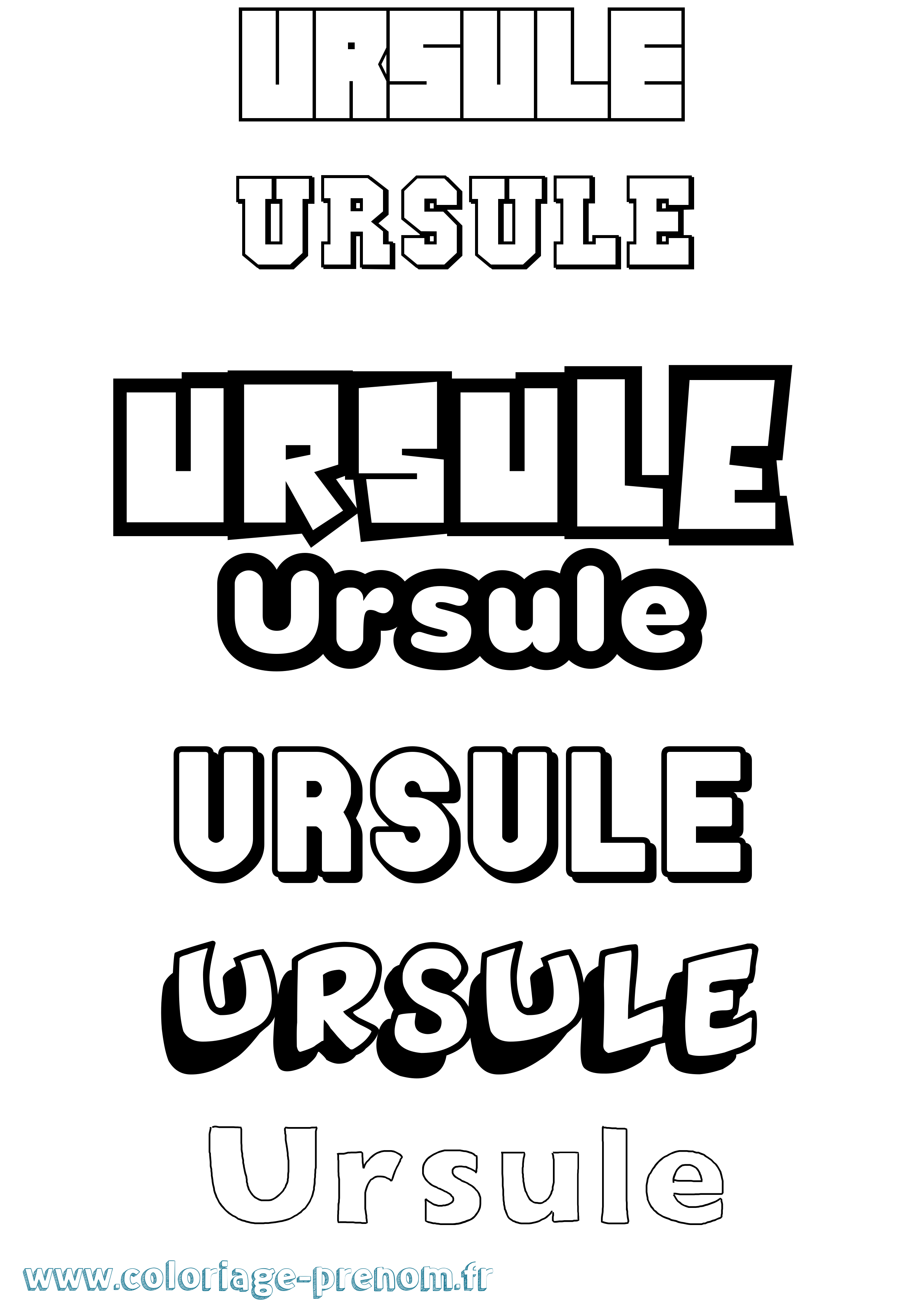 Coloriage Ursule Simple Coloriage prénom Ursule Simple