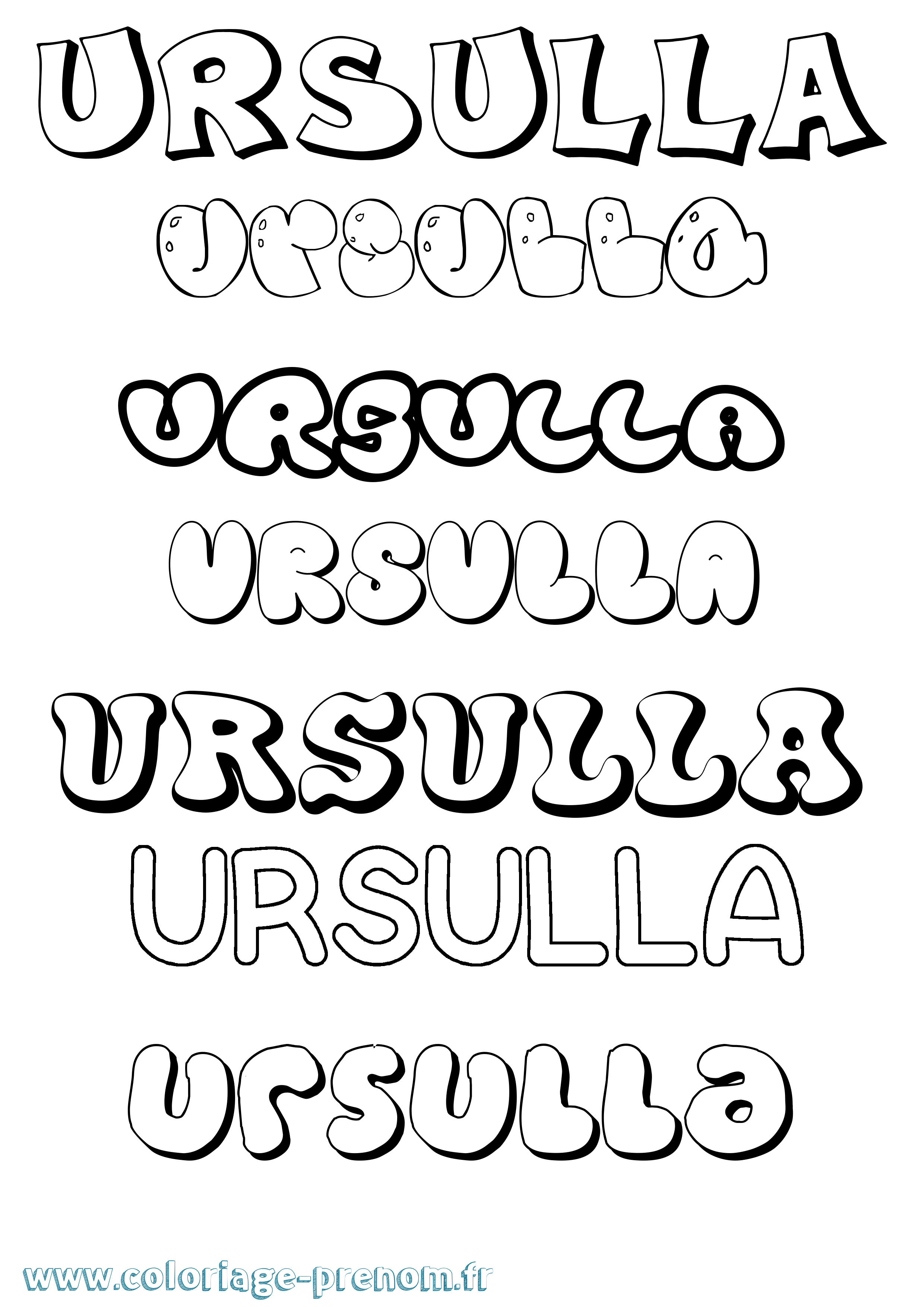 Coloriage Ursulla Bubble Coloriage prénom Ursulla Bubble