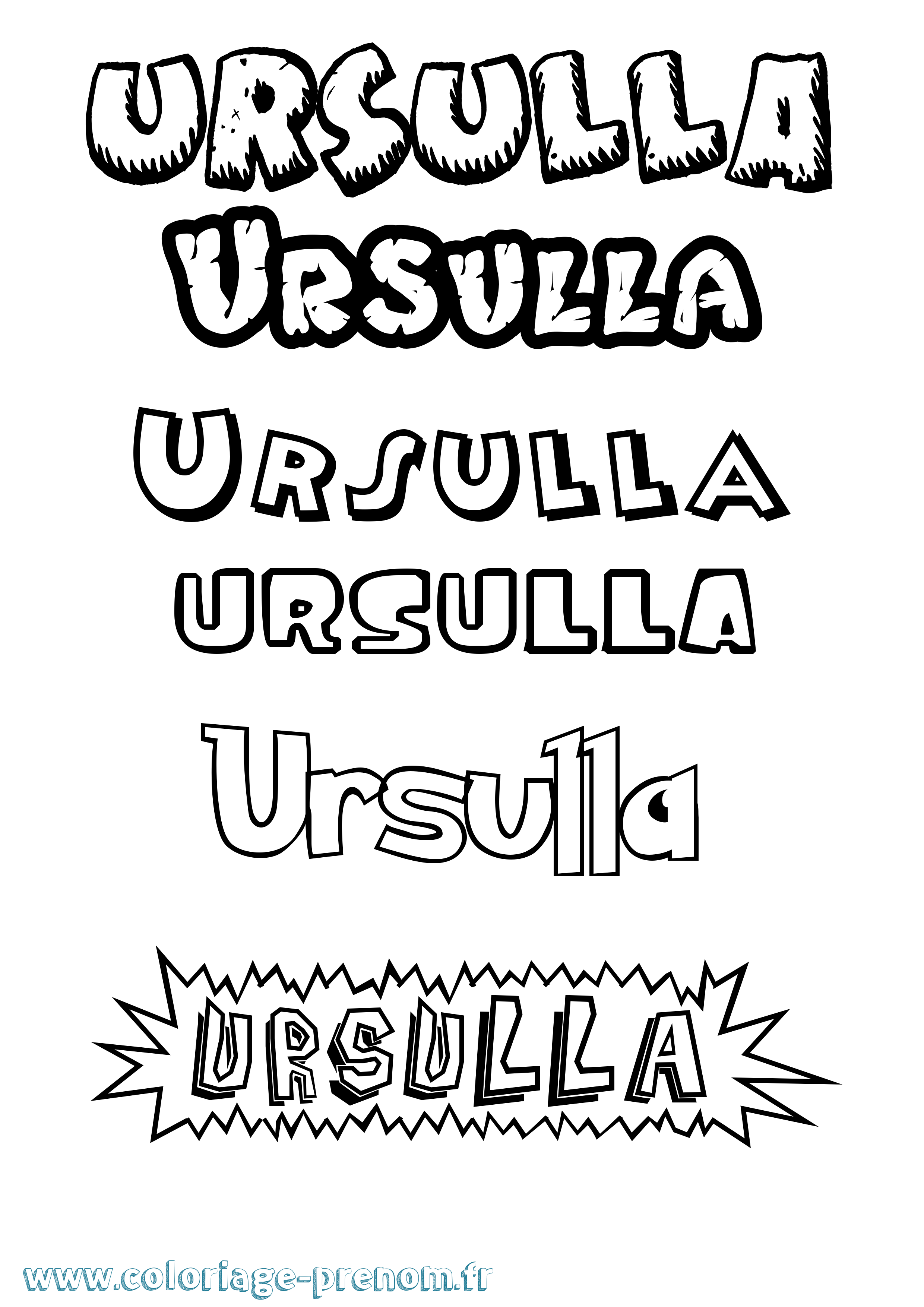 Coloriage Ursulla Dessin Animé Coloriage prénom Ursulla Dessin Animé