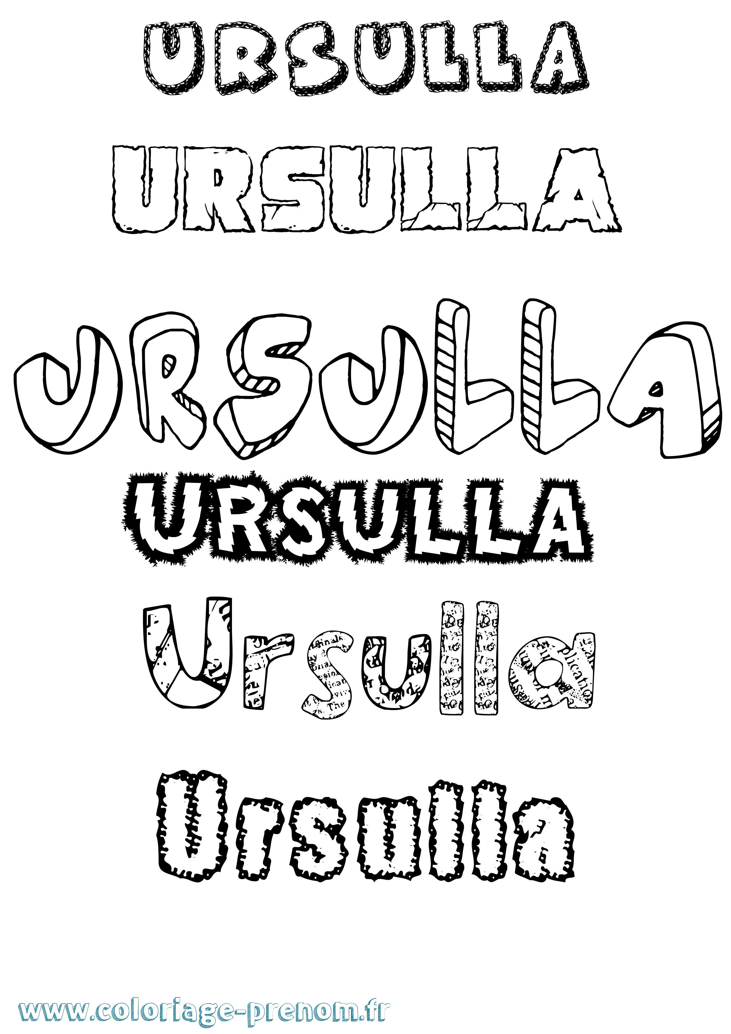 Coloriage Ursulla Destructuré Coloriage prénom Ursulla Destructuré