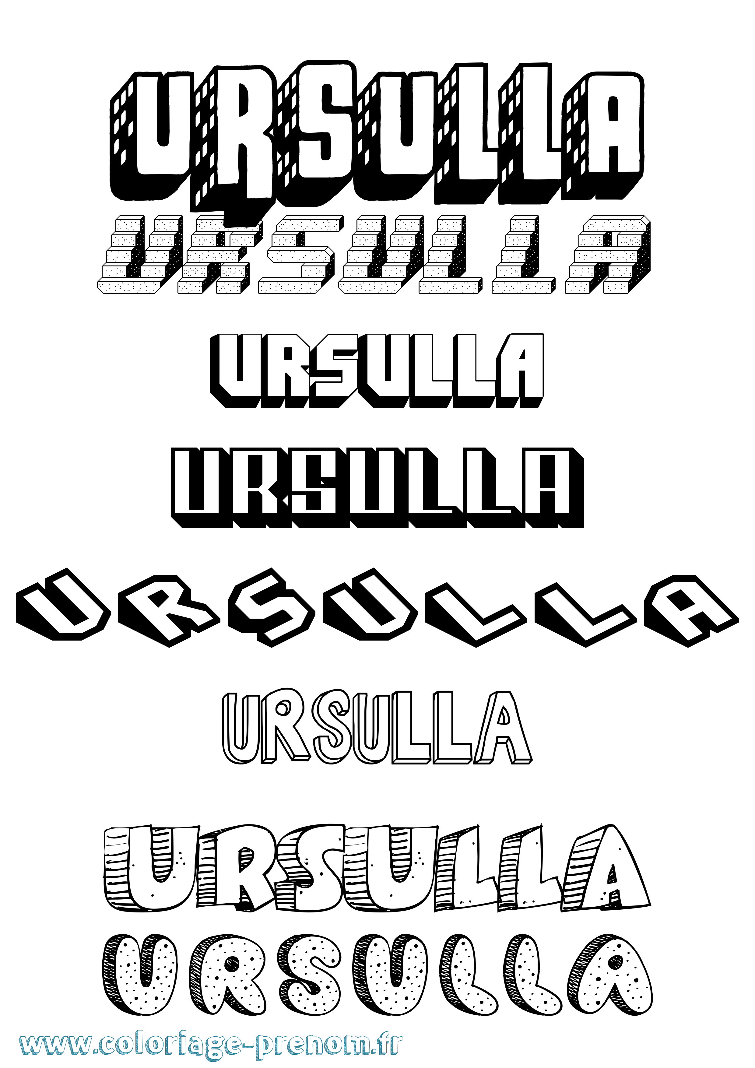 Coloriage Ursulla Effet 3D Coloriage prénom Ursulla Effet 3D