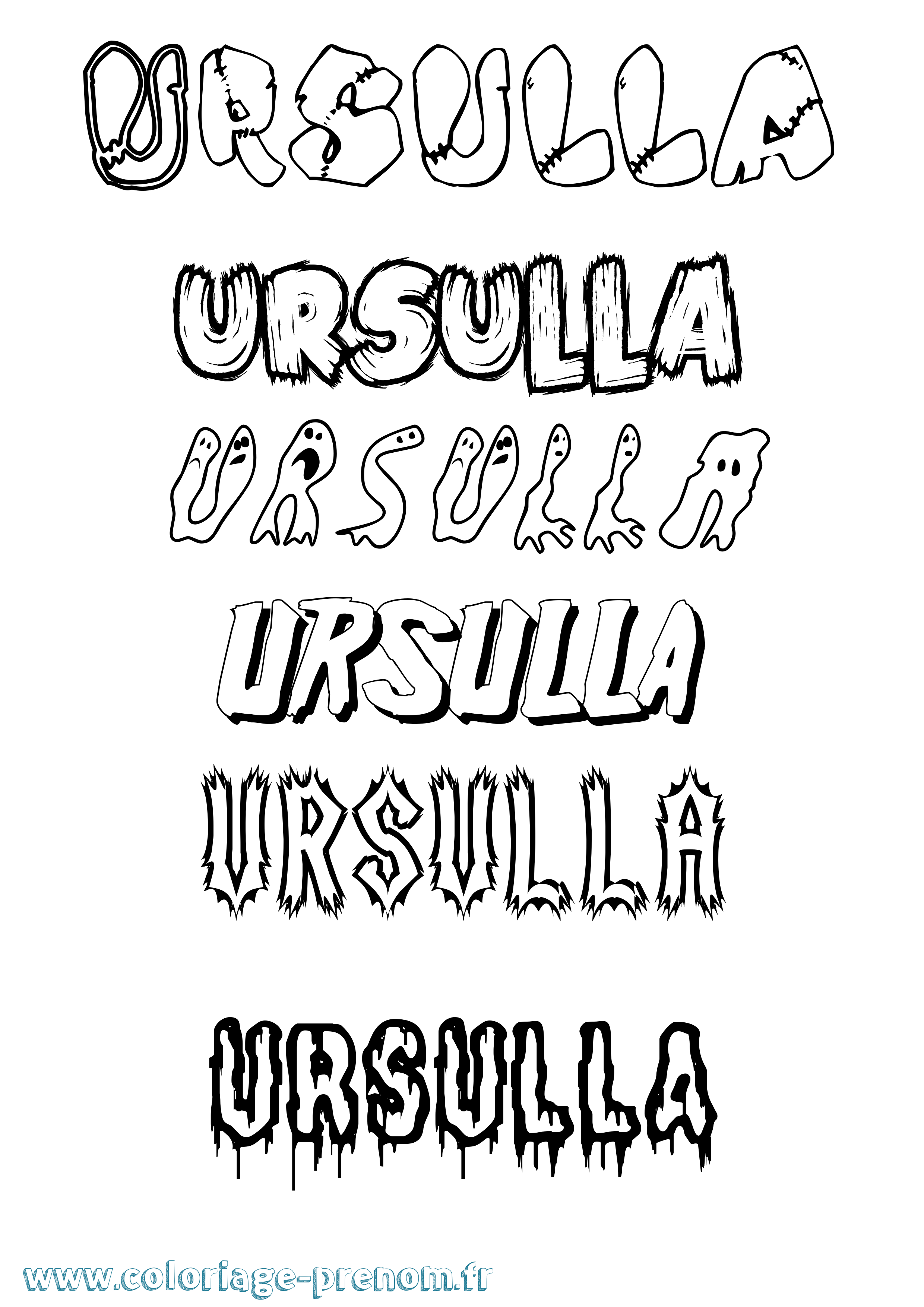 Coloriage Ursulla Frisson Coloriage prénom Ursulla Frisson