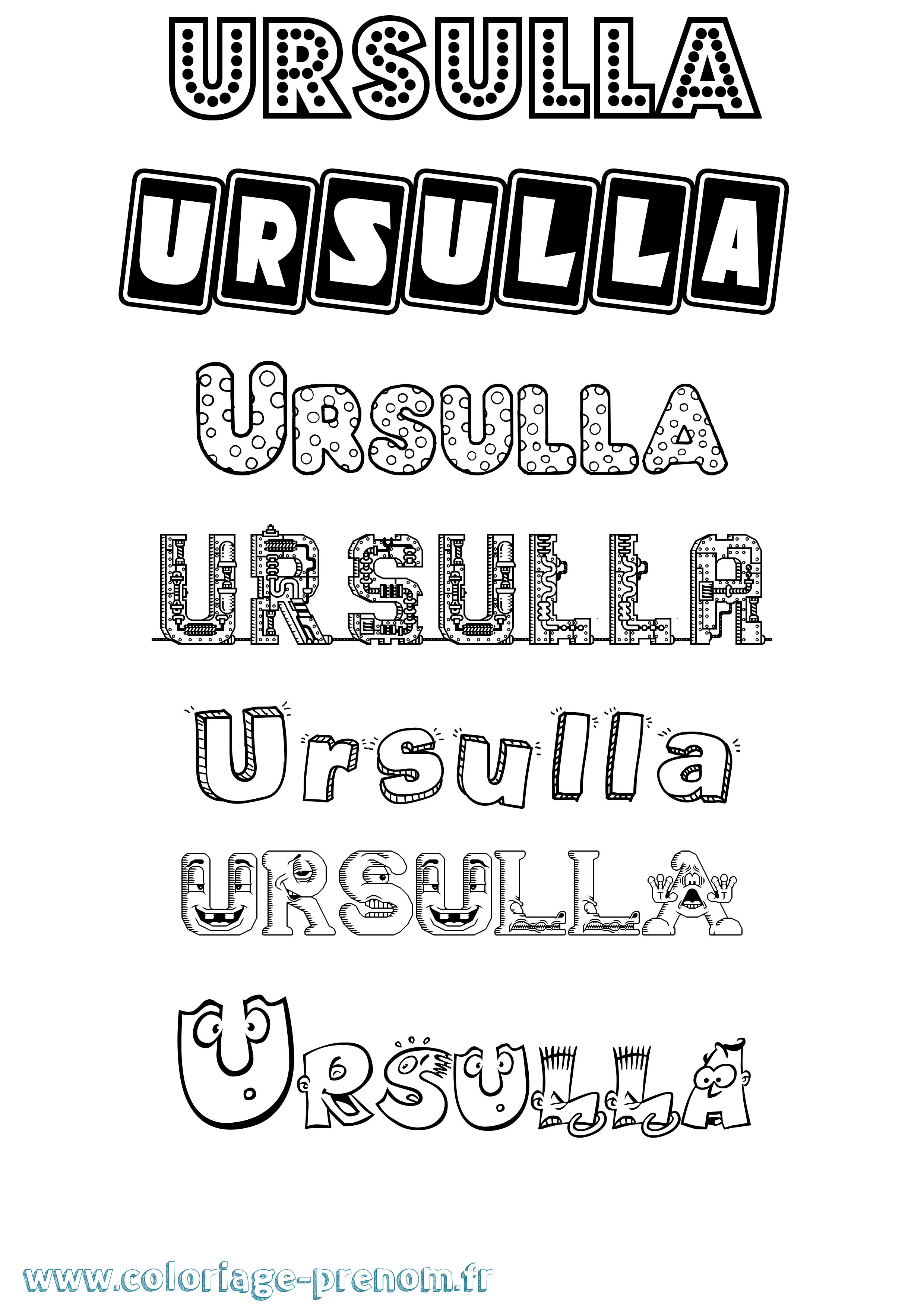 Coloriage Ursulla Fun Coloriage prénom Ursulla Fun